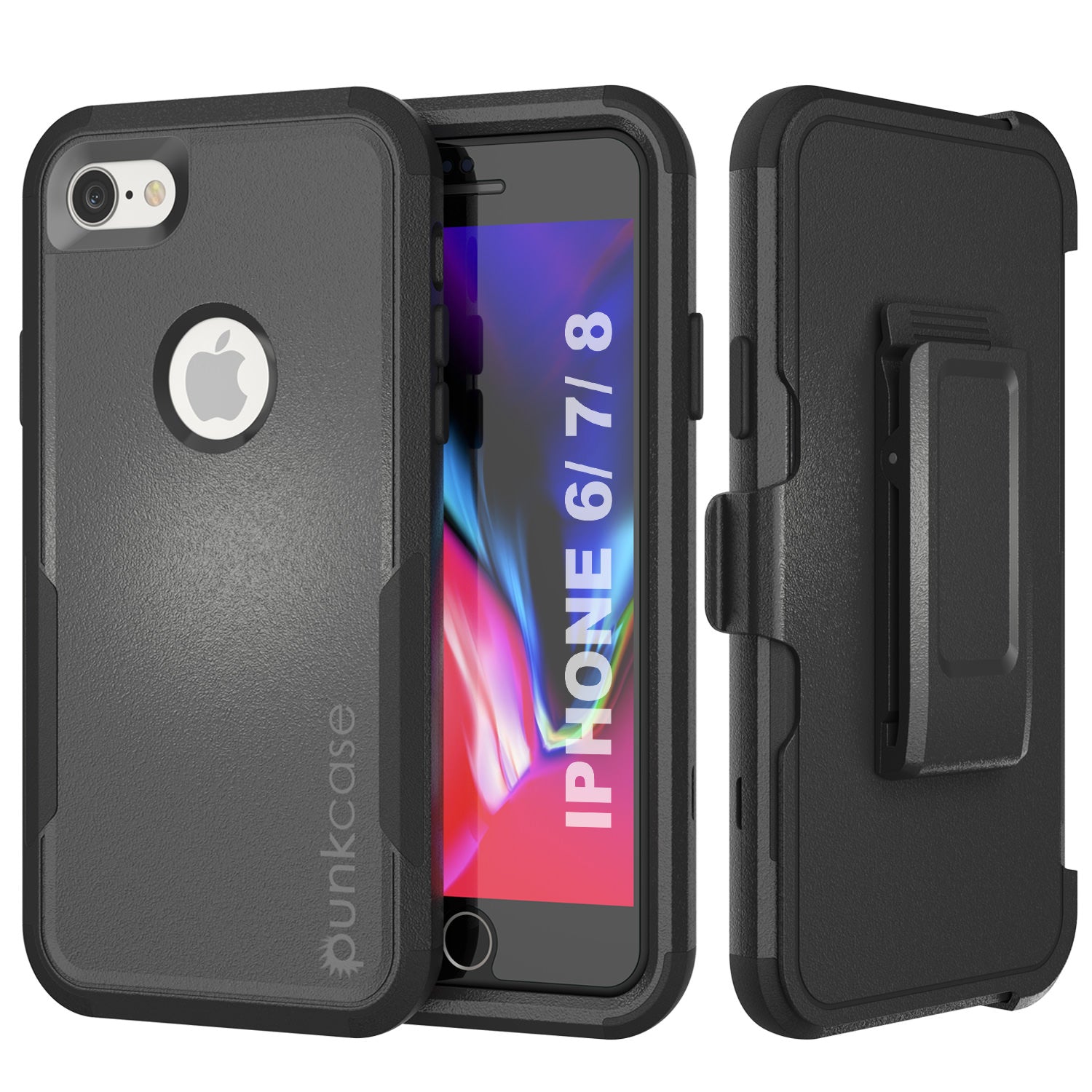 Punkcase for iPhone 8 Belt Clip Multilayer Holster Case [Patron Series] [Black]