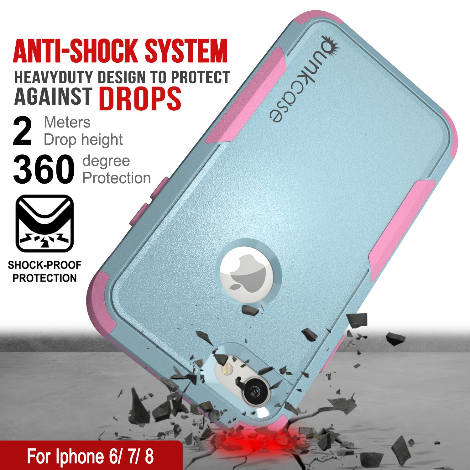 Punkcase for iPhone 8 Belt Clip Multilayer Holster Case [Patron Series] [Mint-Pink]