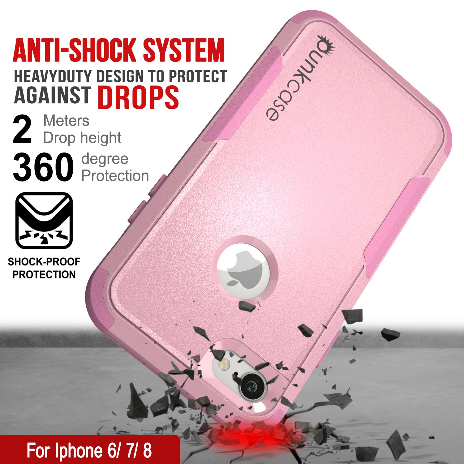 Punkcase for iPhone 7 Belt Clip Multilayer Holster Case [Patron Series] [Pink]