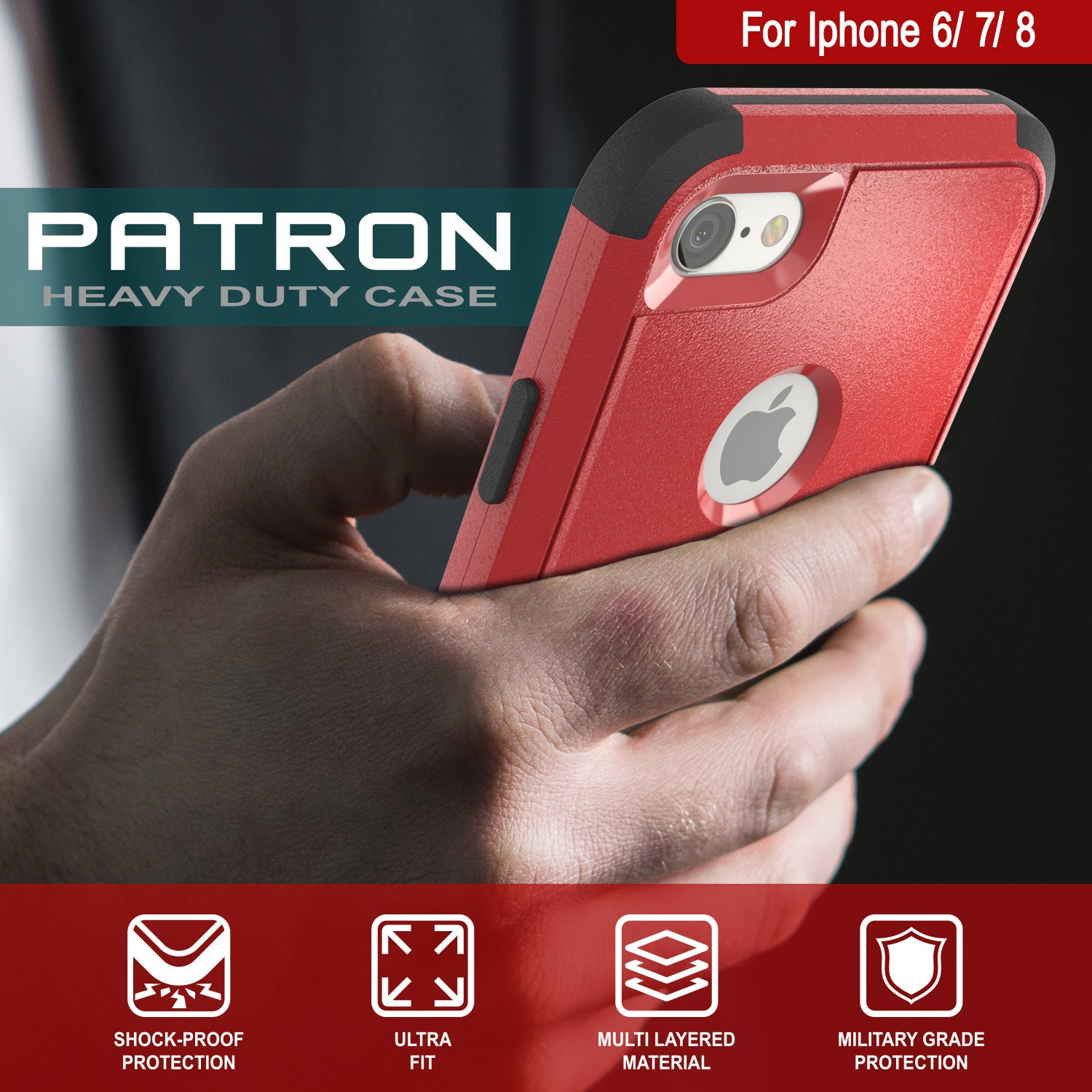 Punkcase for iPhone 6 Belt Clip Multilayer Holster Case [Patron Series] [Red-Black]