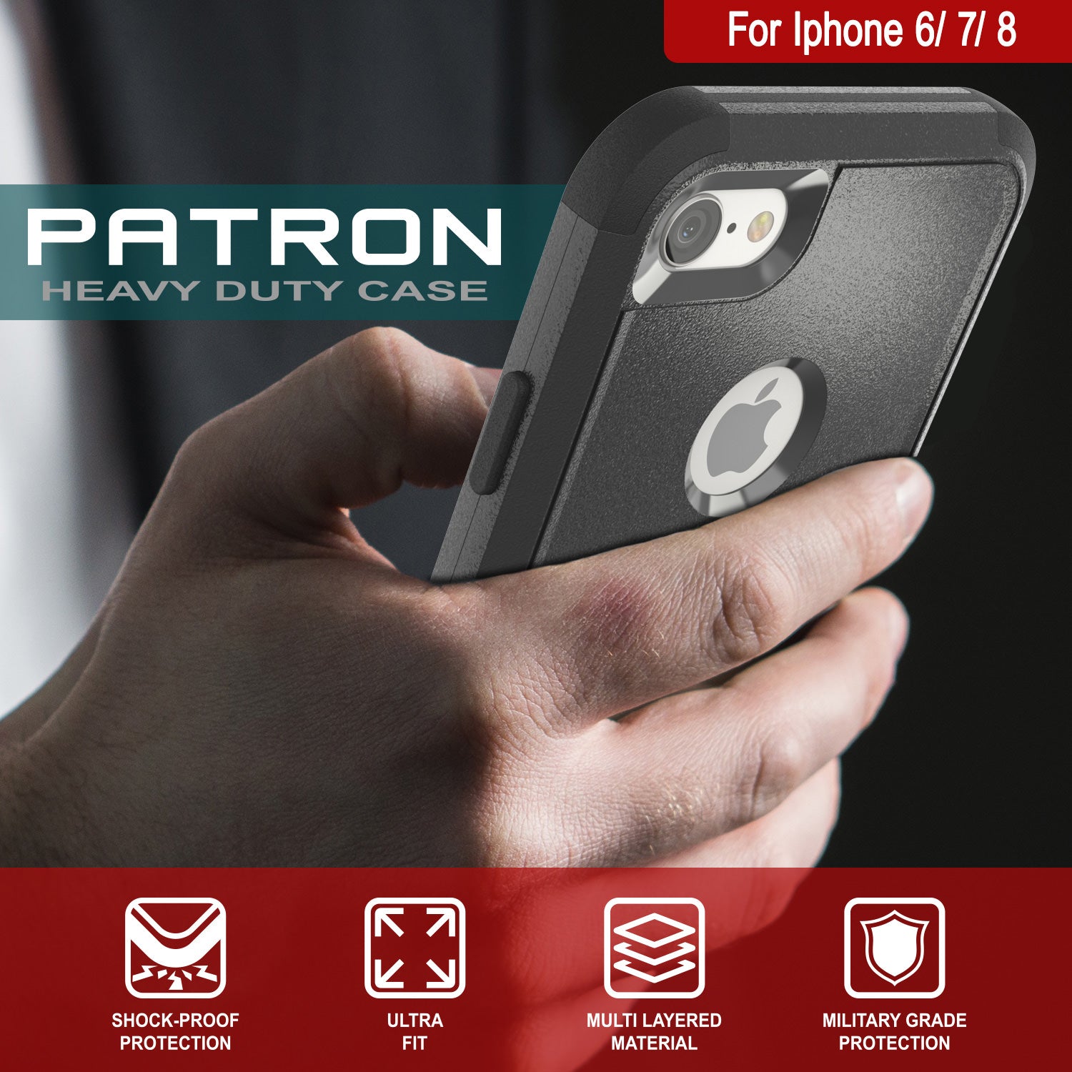 Punkcase for iPhone 7 Belt Clip Multilayer Holster Case [Patron Series] [Black]