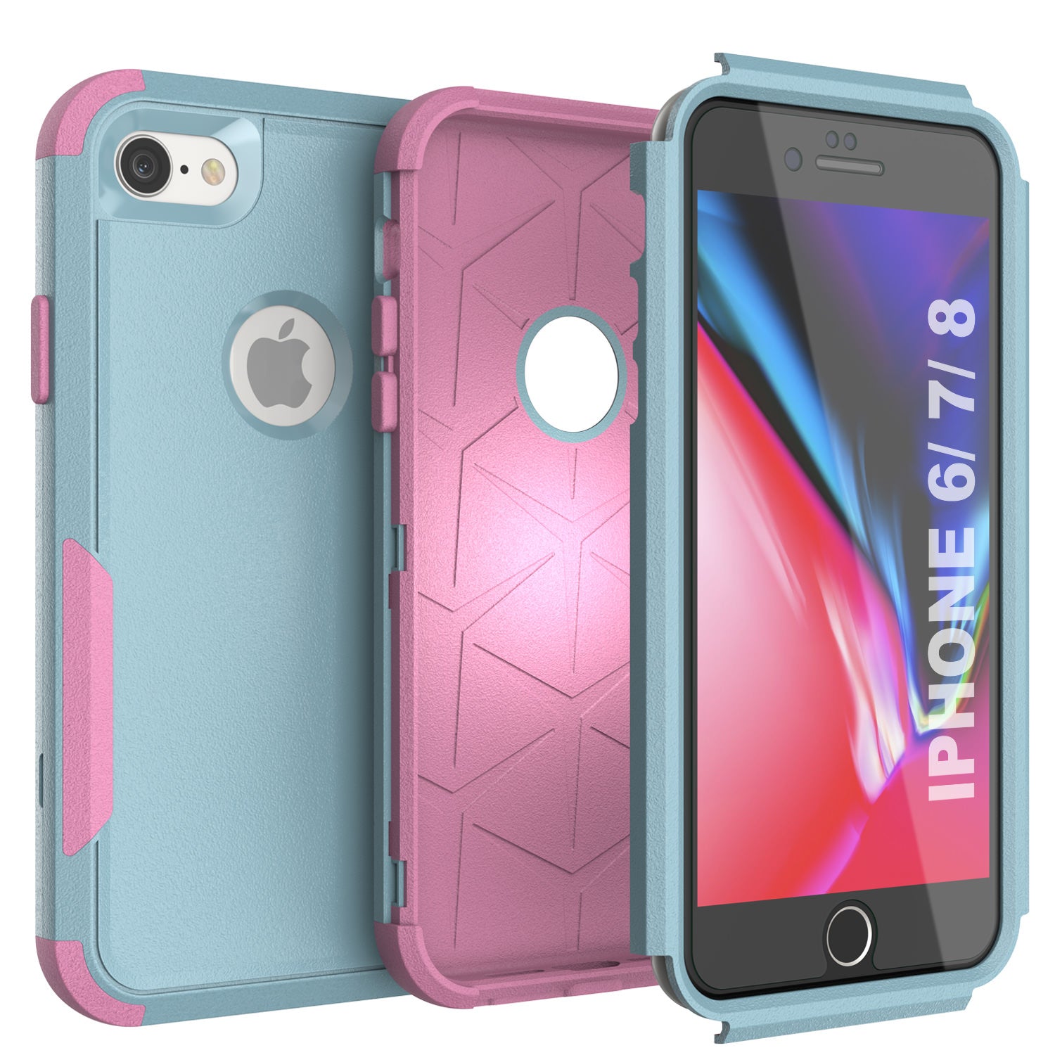 Punkcase for iPhone 8 Belt Clip Multilayer Holster Case [Patron Series] [Mint-Pink]