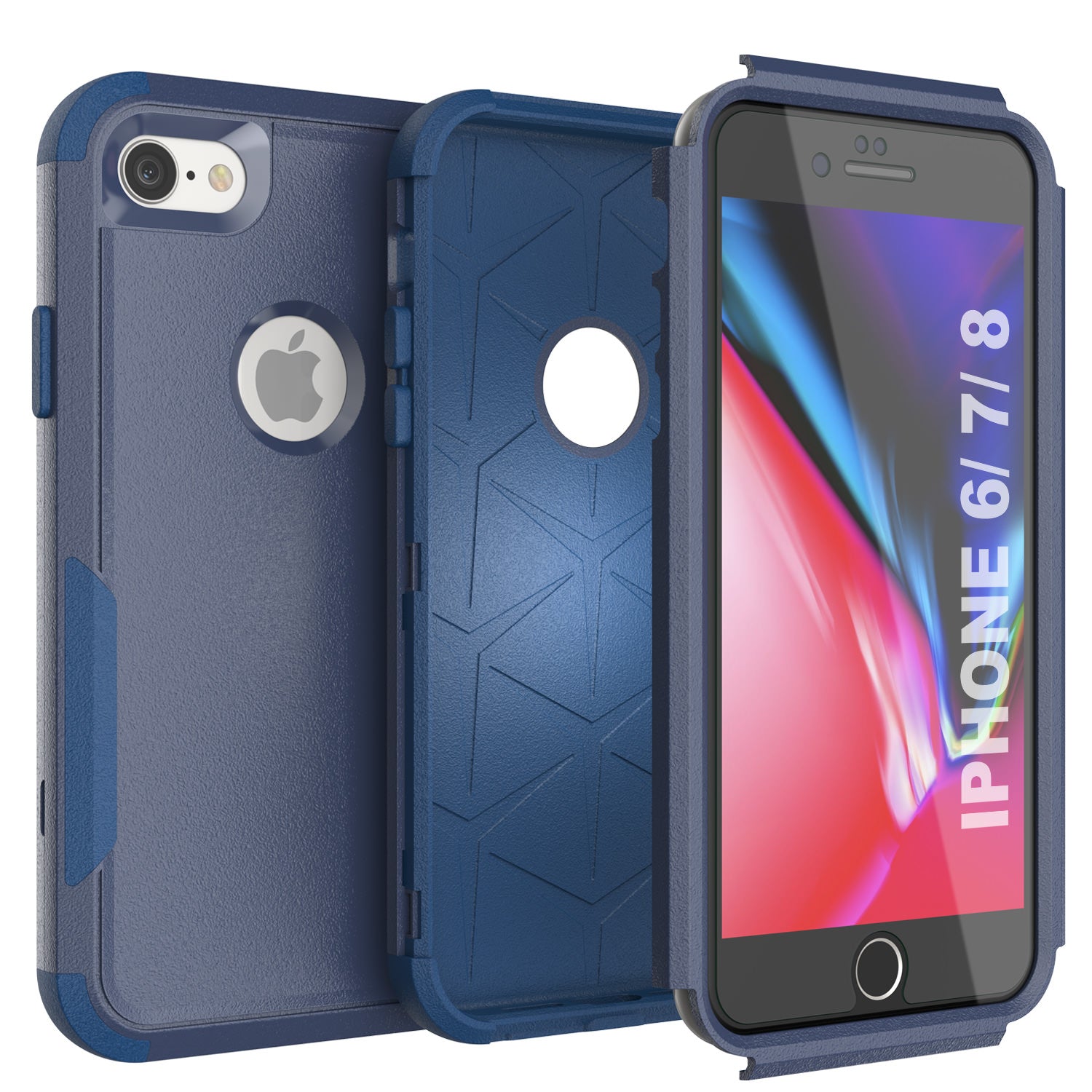Punkcase for iPhone 7 Belt Clip Multilayer Holster Case [Patron Series] [Navy]