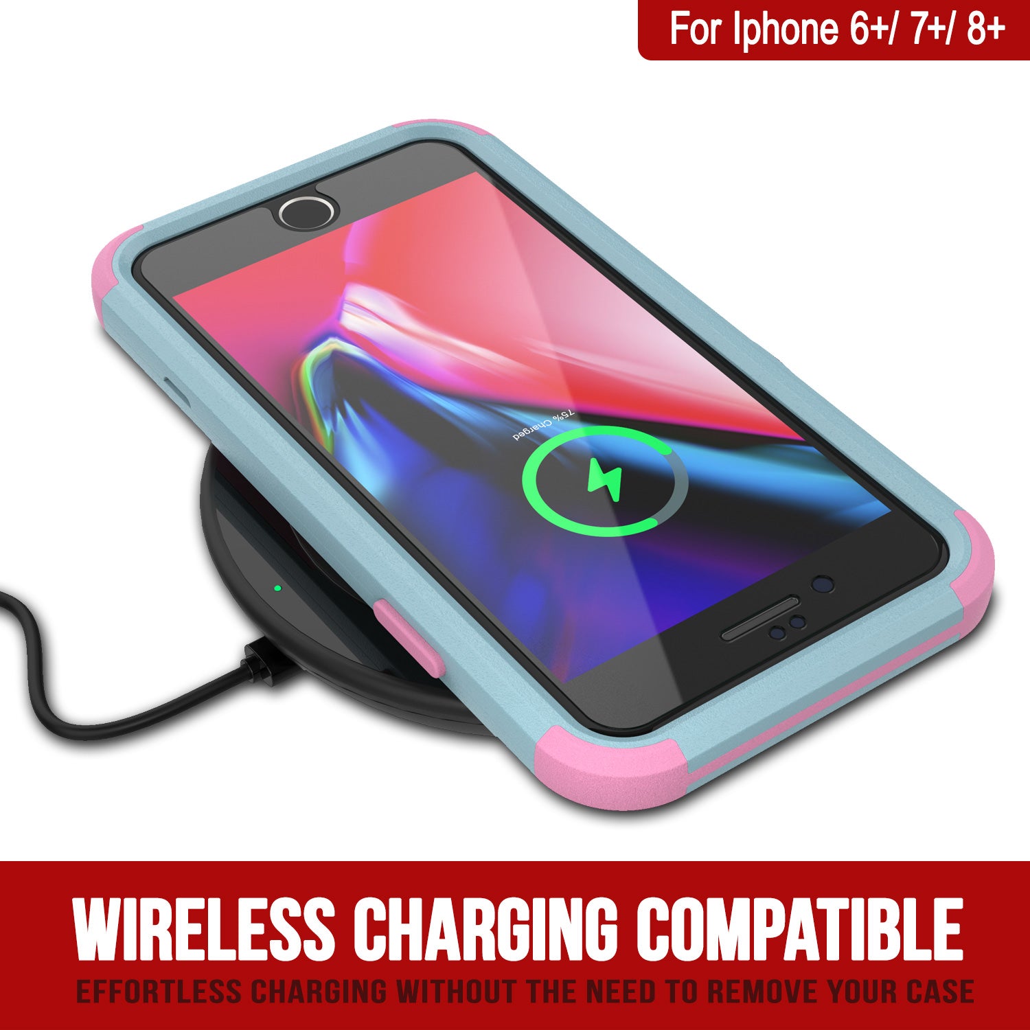 Punkcase for iPhone 6+ Plus Belt Clip Multilayer Holster Case [Patron Series] [Mint-Pink]