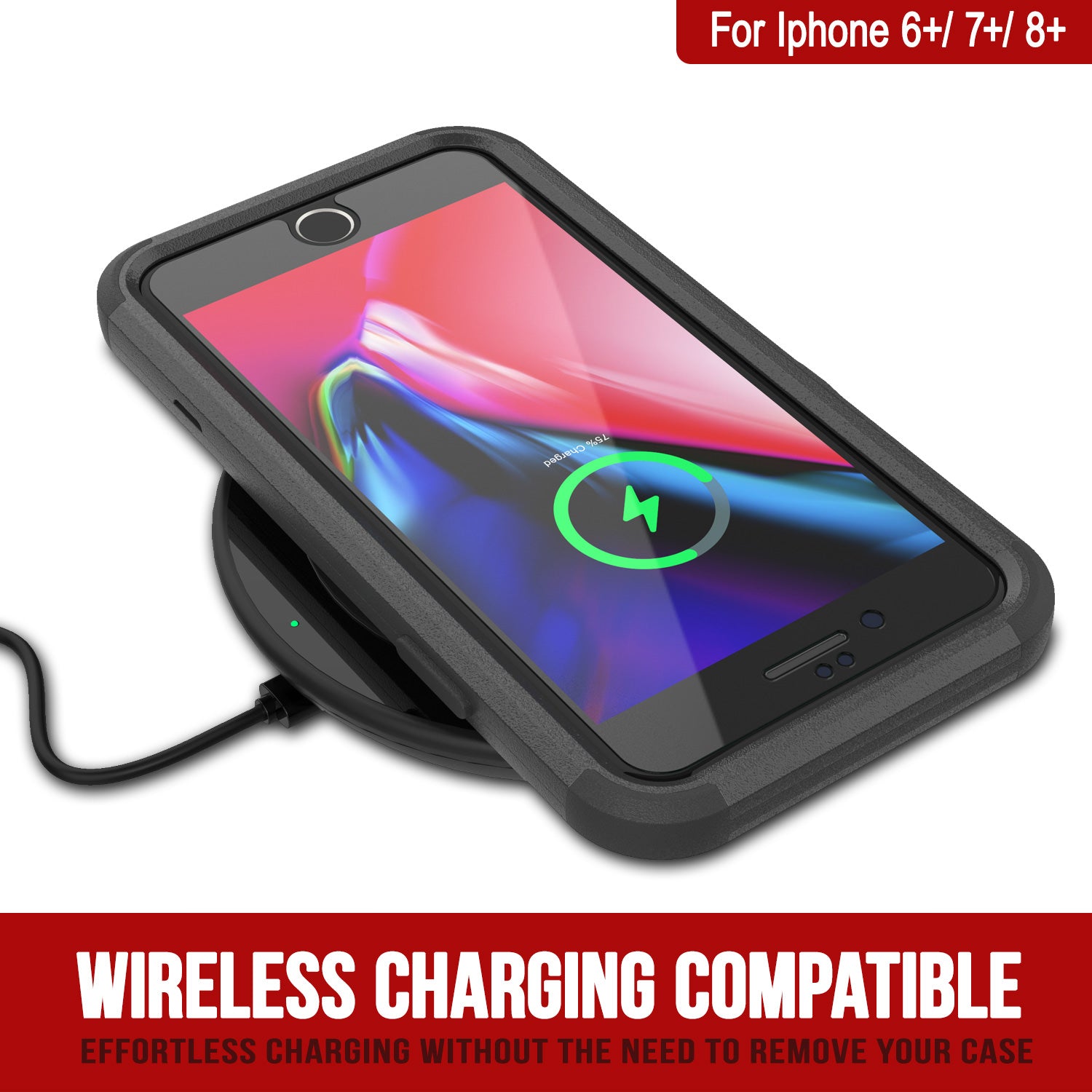 Punkcase for iPhone 8+ Plus Belt Clip Multilayer Holster Case [Patron Series] [Black]
