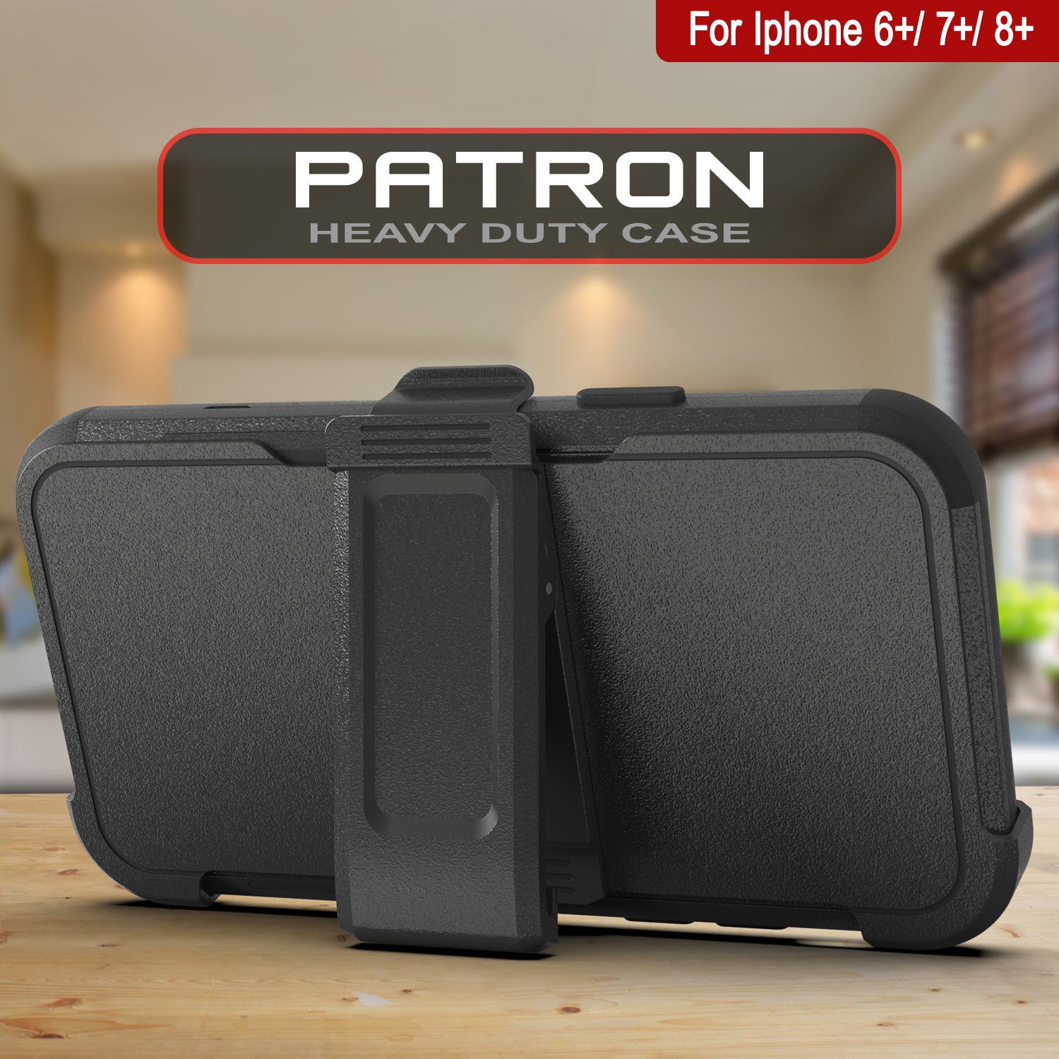 Punkcase for iPhone 8+ Plus Belt Clip Multilayer Holster Case [Patron Series] [Black]