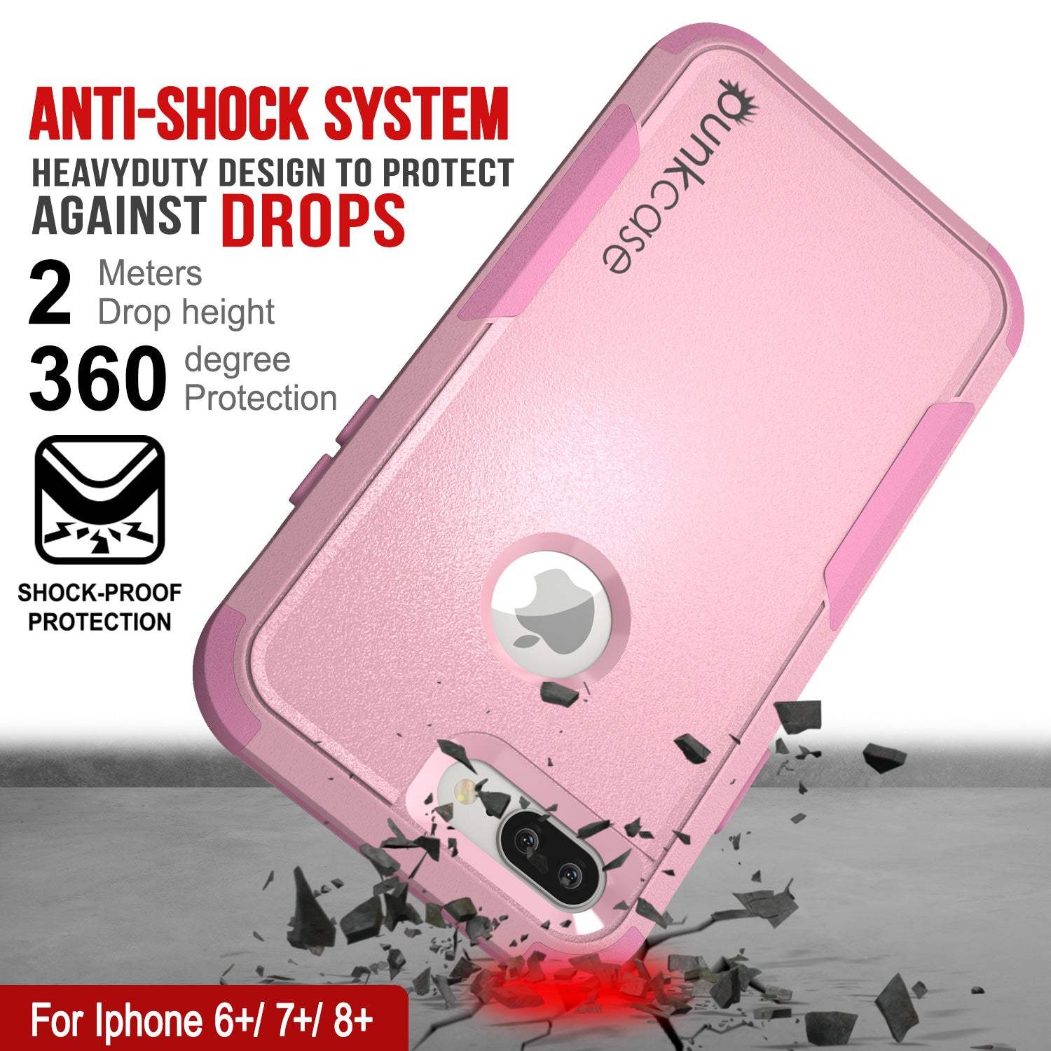 Punkcase for iPhone 7+ Plus Belt Clip Multilayer Holster Case [Patron Series] [Pink]