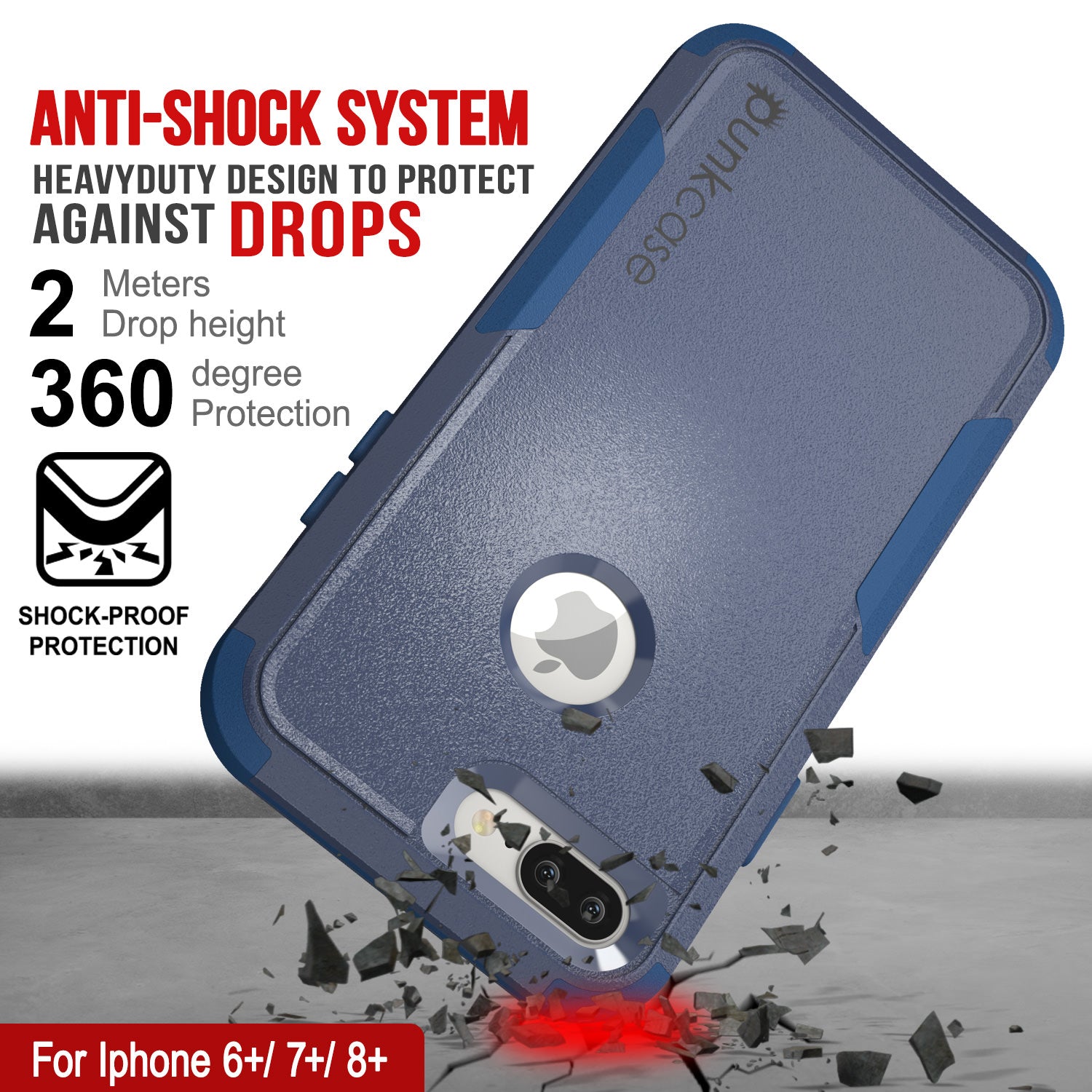 Punkcase for iPhone 8+ Plus Belt Clip Multilayer Holster Case [Patron Series] [Navy]