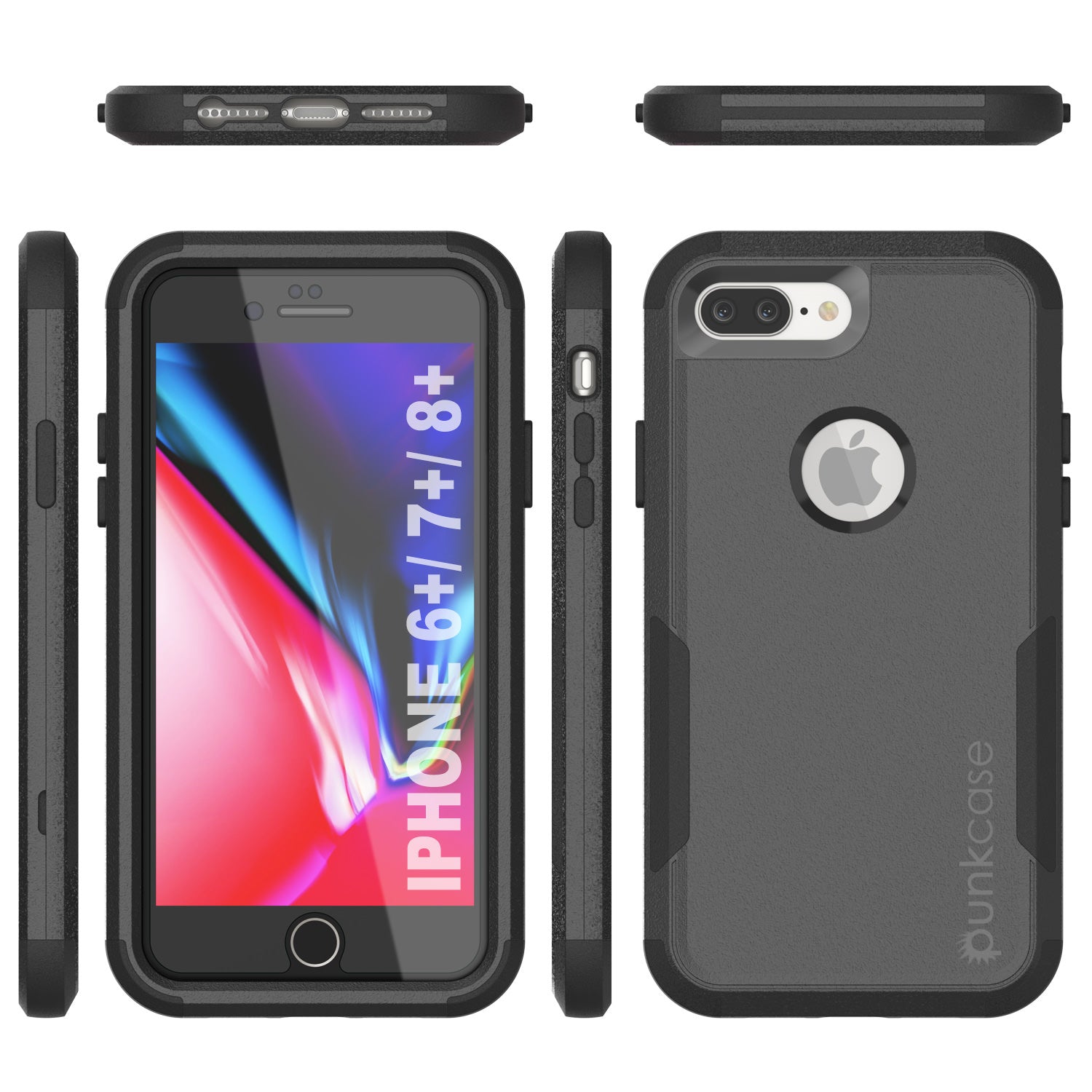 Punkcase for iPhone 8+ Plus Belt Clip Multilayer Holster Case [Patron Series] [Black]