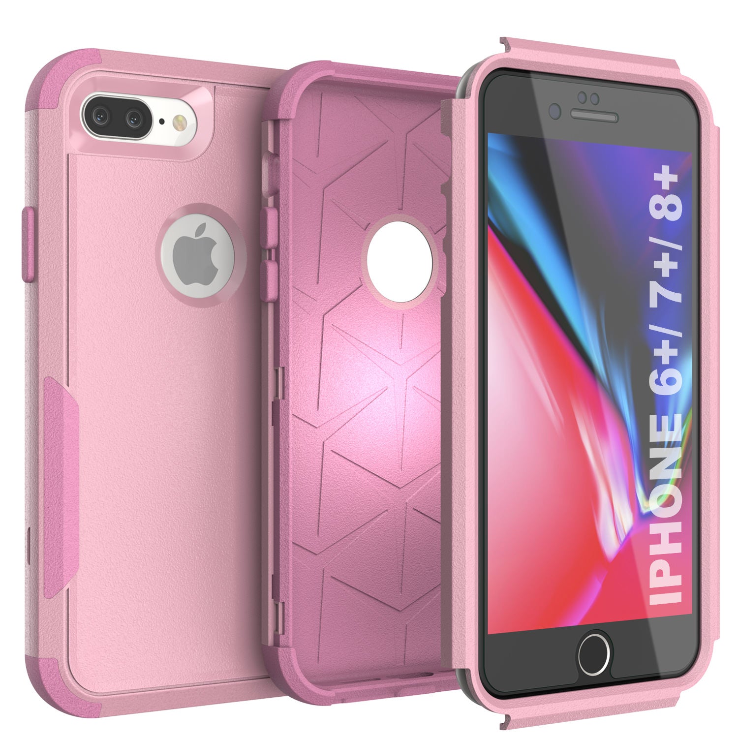 Punkcase for iPhone 8+ Plus Belt Clip Multilayer Holster Case [Patron Series] [Pink]