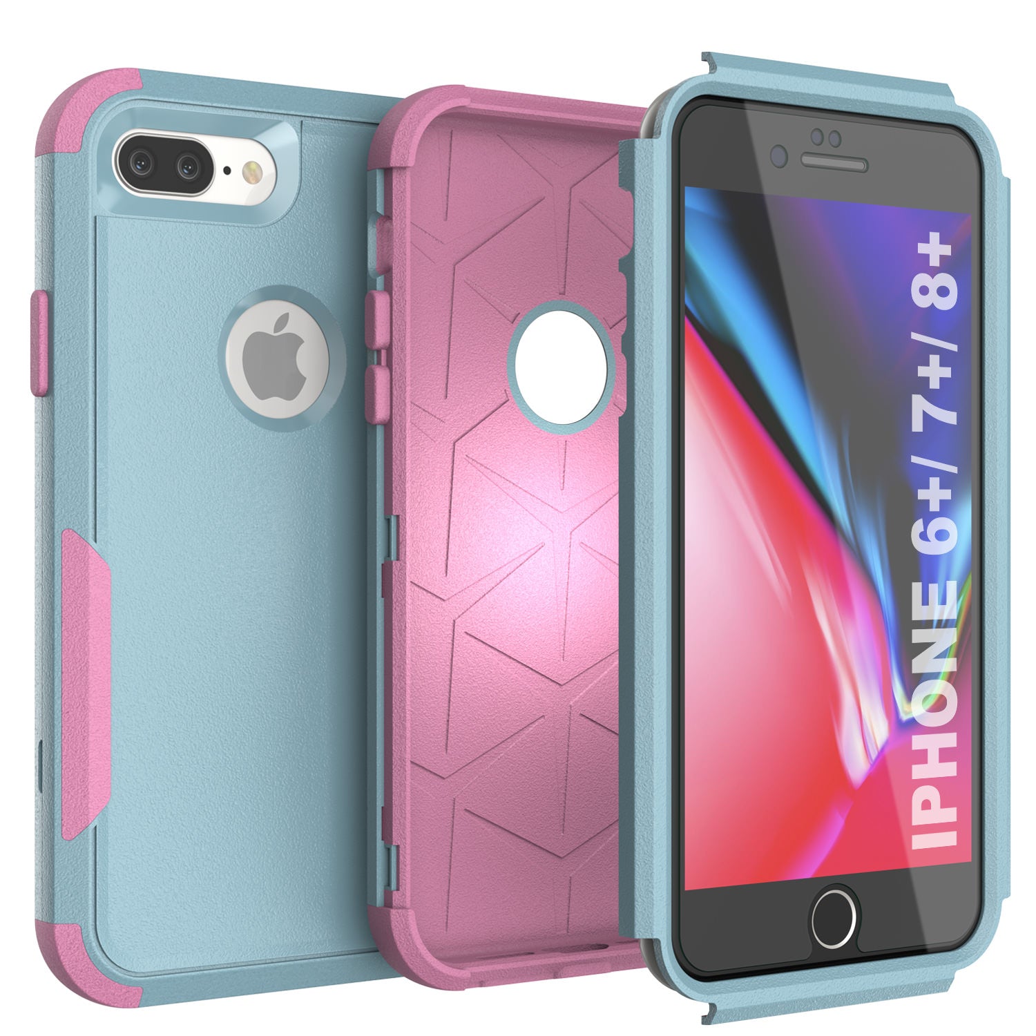 Punkcase for iPhone 7+ Plus Belt Clip Multilayer Holster Case [Patron Series] [Mint-Pink]