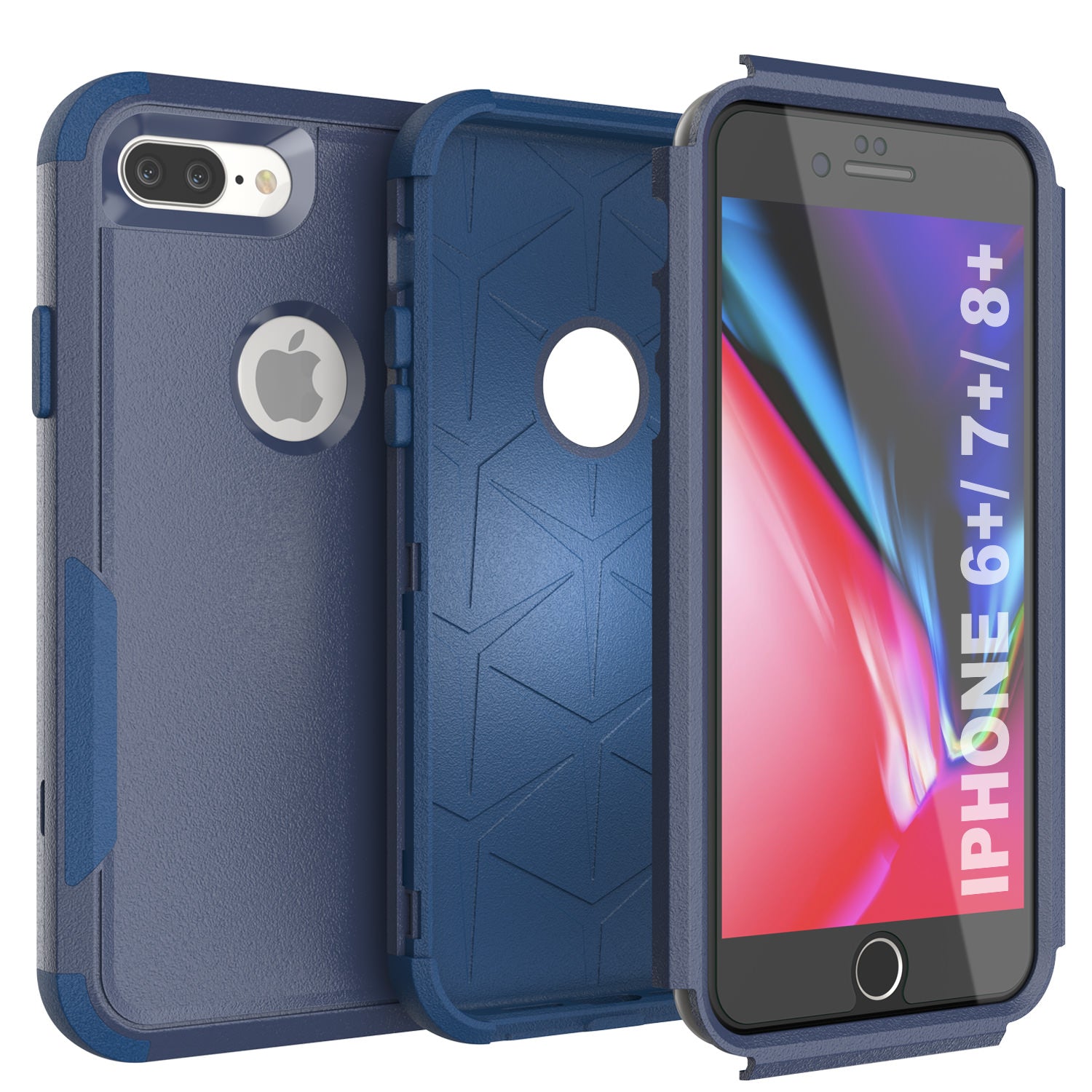 Punkcase for iPhone 8+ Plus Belt Clip Multilayer Holster Case [Patron Series] [Navy]