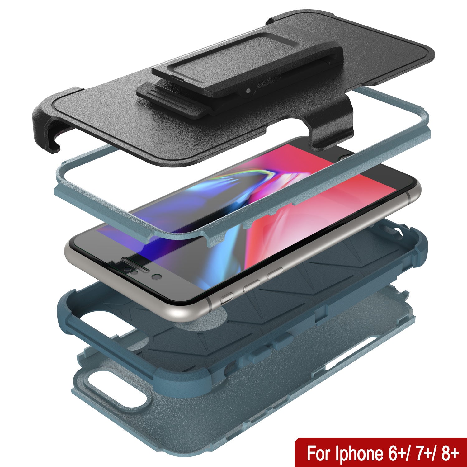 Punkcase for iPhone 7+ Plus Belt Clip Multilayer Holster Case [Patron Series] [Mint]