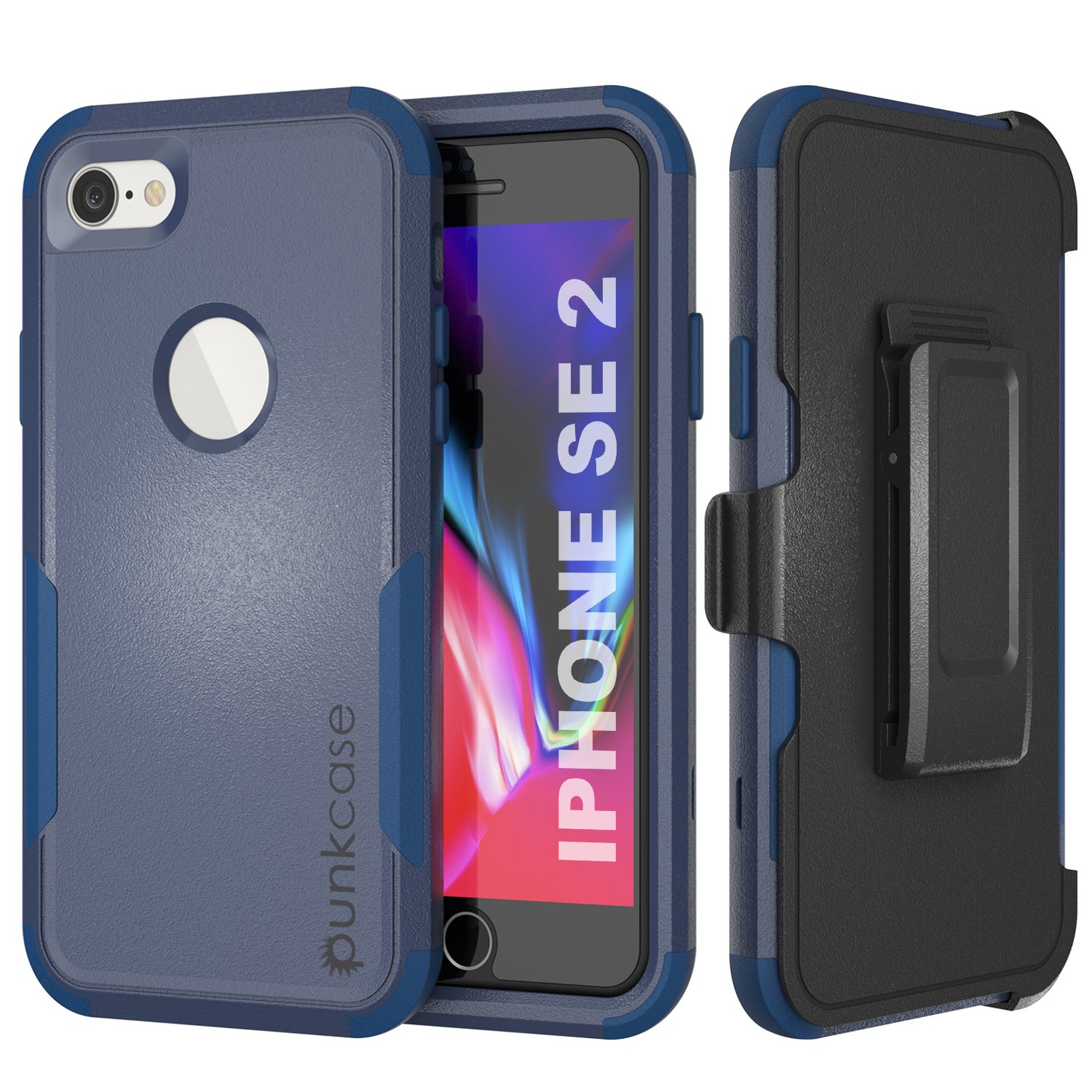 Punkcase for iPhone SE Belt Clip Multilayer Holster Case [Patron Series] [Navy]