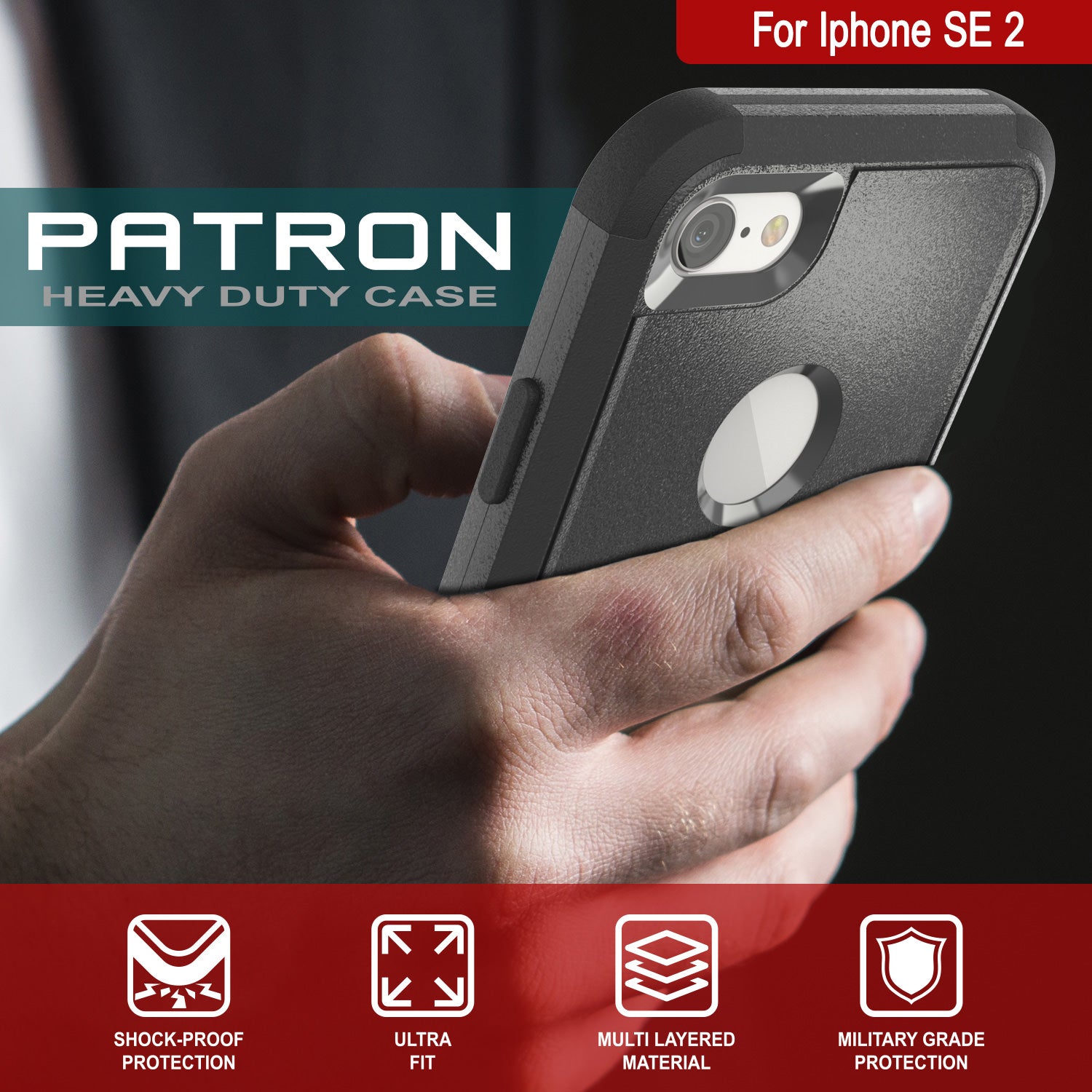 Punkcase for iPhone SE Belt Clip Multilayer Holster Case [Patron Series] [Black]