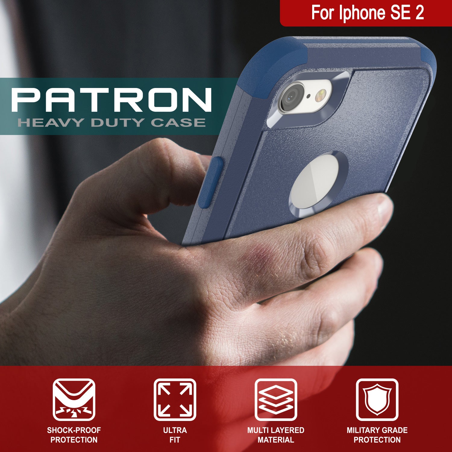 Punkcase for iPhone SE Belt Clip Multilayer Holster Case [Patron Series] [Navy]