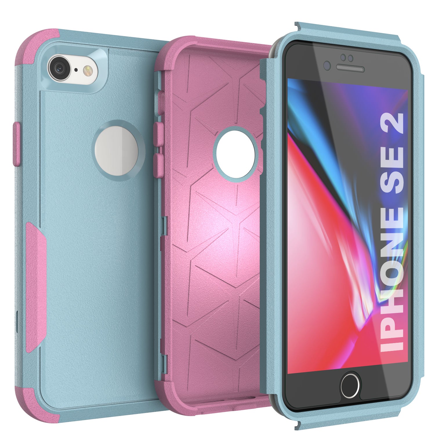 Punkcase for iPhone SE Belt Clip Multilayer Holster Case [Patron Series] [Mint-Pink]