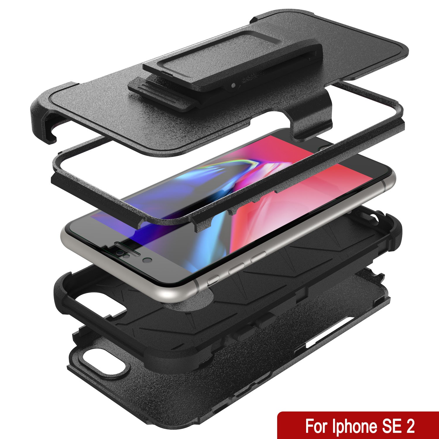 Punkcase for iPhone SE Belt Clip Multilayer Holster Case [Patron Series] [Black]