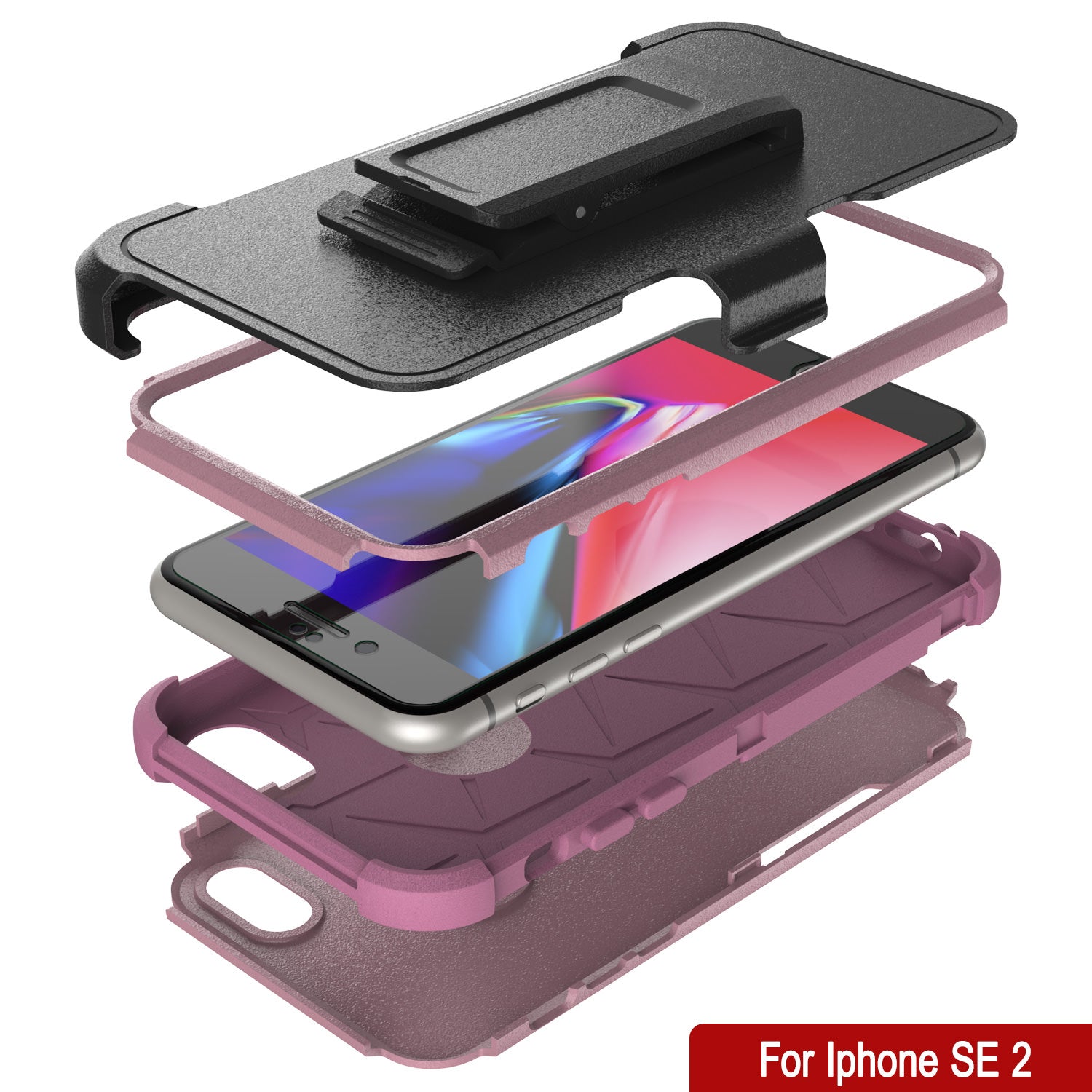 Punkcase for iPhone SE Belt Clip Multilayer Holster Case [Patron Series] [Pink]