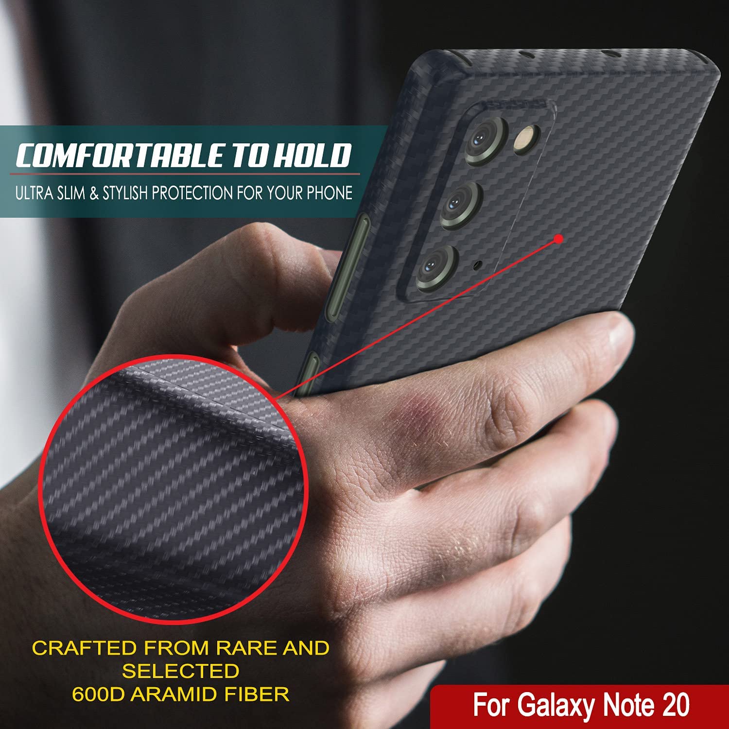 Punkcase Note 20 Carbon Fiber Case [AramidShield Series] Ultra Slim & Light Kevlar
