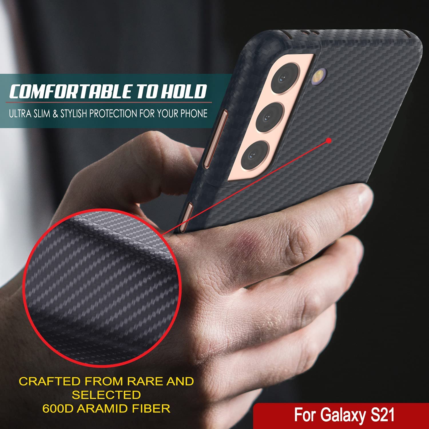Punkcase S21 Carbon Fiber Case [AramidShield Series] Ultra Slim & Light Kevlar