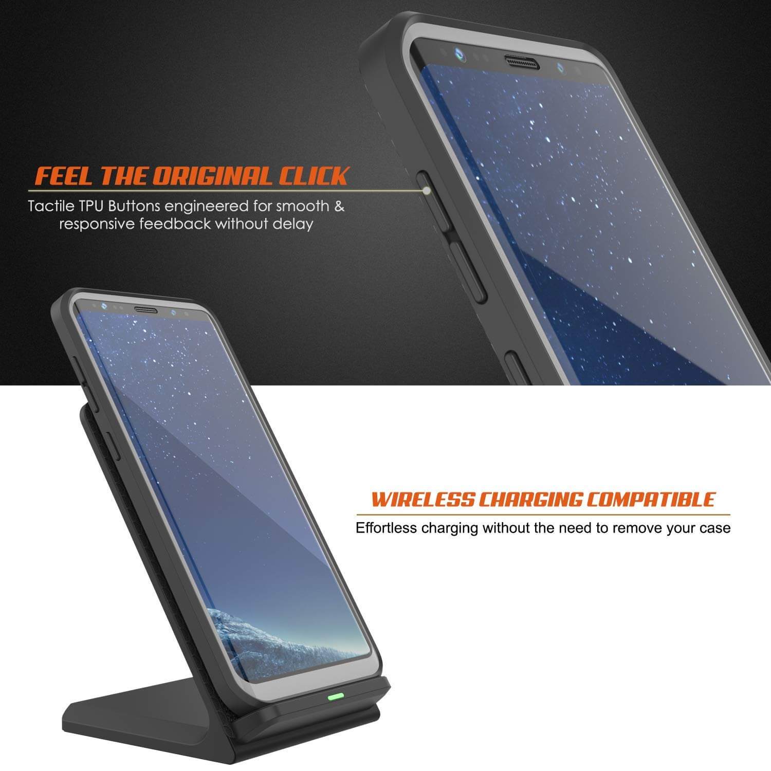 PunkCase Galaxy S8 Case, [Spartan Series] Clear Rugged Heavy Duty Cover W/Built in Screen Protector [Black]