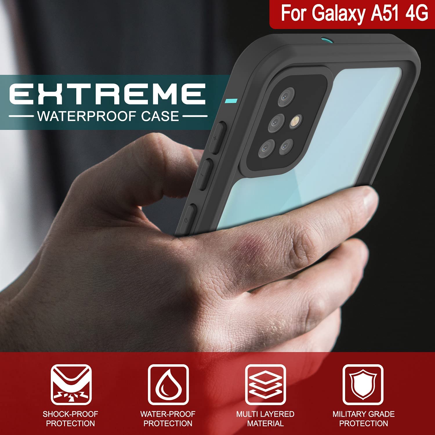 Punkcase Galaxy A51 Waterproof Case [Extreme Series] [Slim Fit] [IP68 Certified] [Teal]