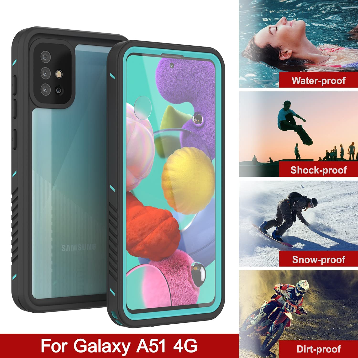Punkcase Galaxy A51 Waterproof Case [Extreme Series] [Slim Fit] [IP68 Certified] [Teal]