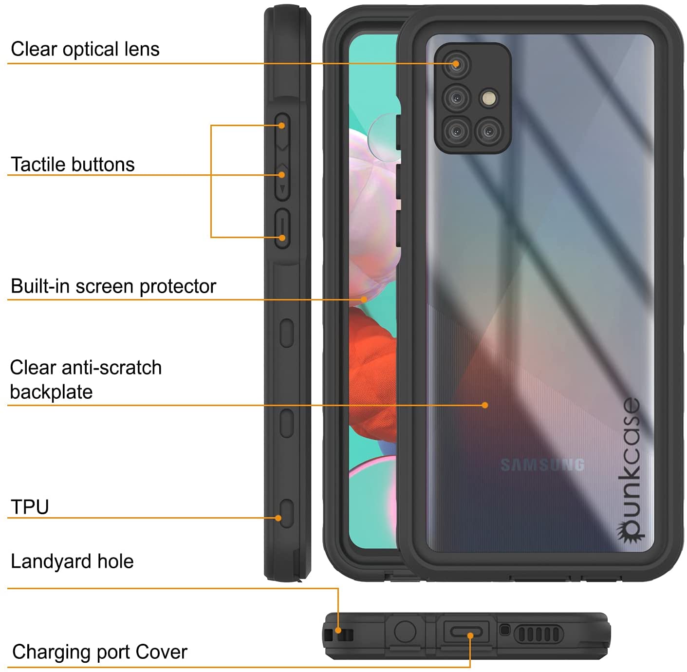 Punkcase Galaxy A51 Waterproof Case [Extreme Series] [Slim Fit] [IP68 Certified] [Black]