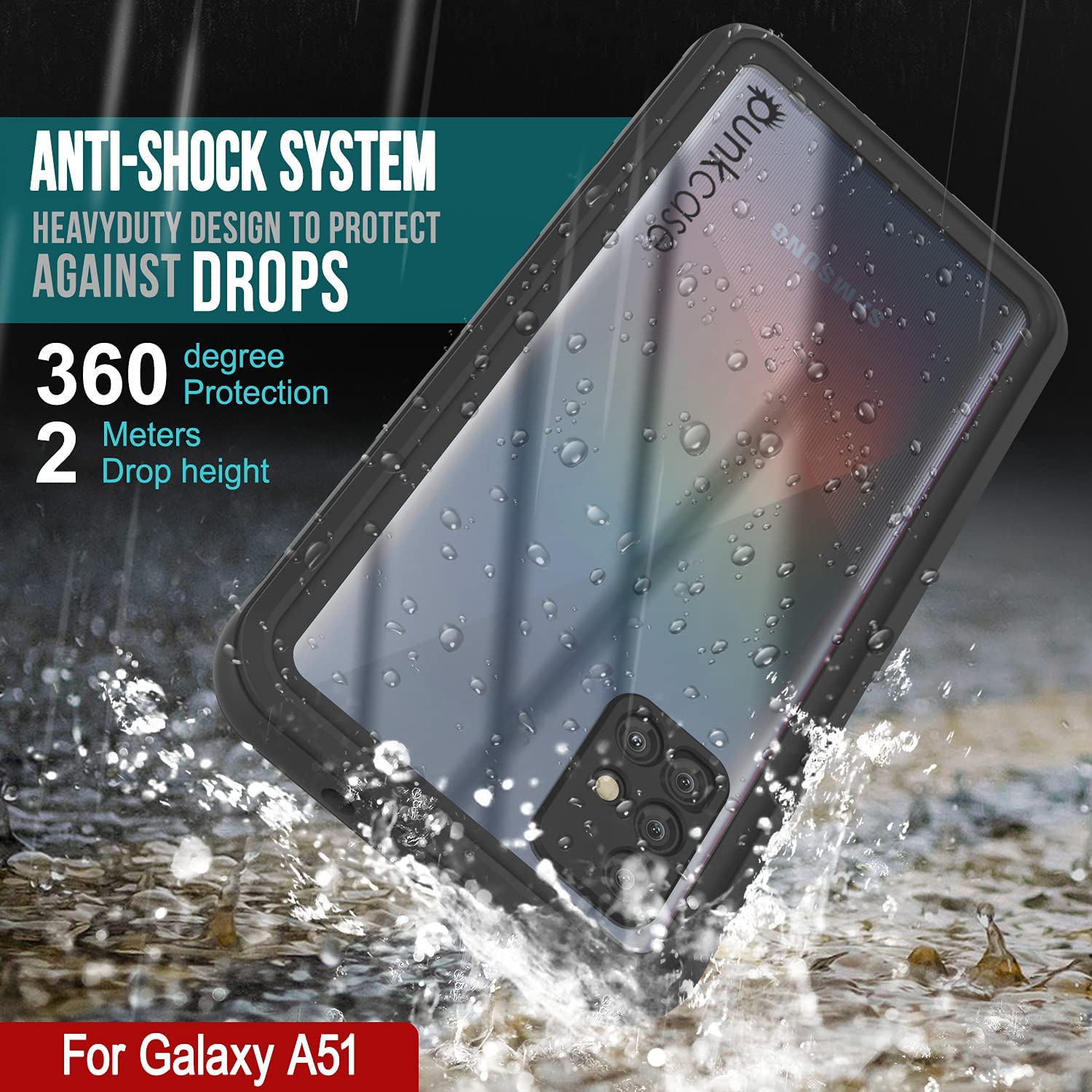 Punkcase Galaxy A51 Waterproof Case [Extreme Series] [Slim Fit] [IP68 Certified] [Black]