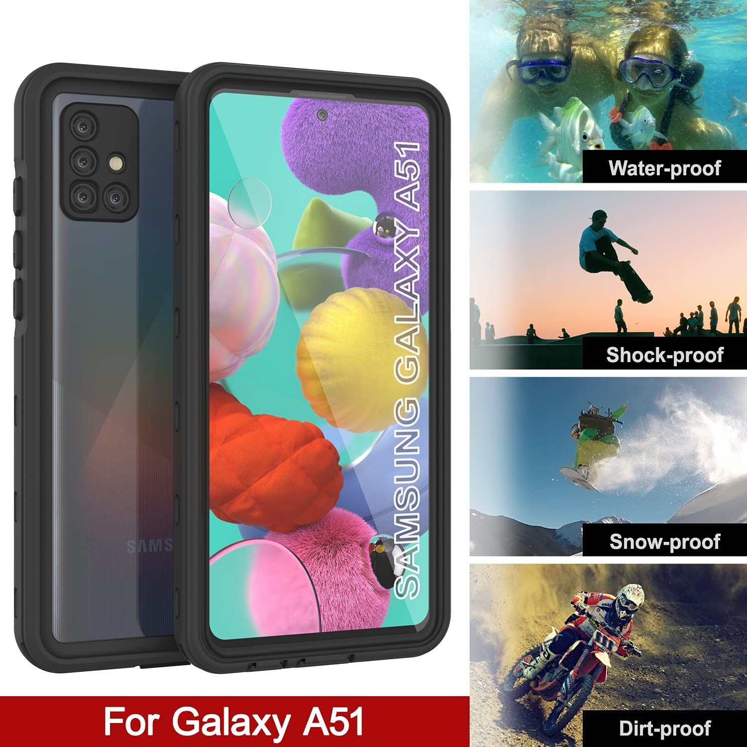 Punkcase Galaxy A51 Waterproof Case [Extreme Series] [Slim Fit] [IP68 Certified] [Black]