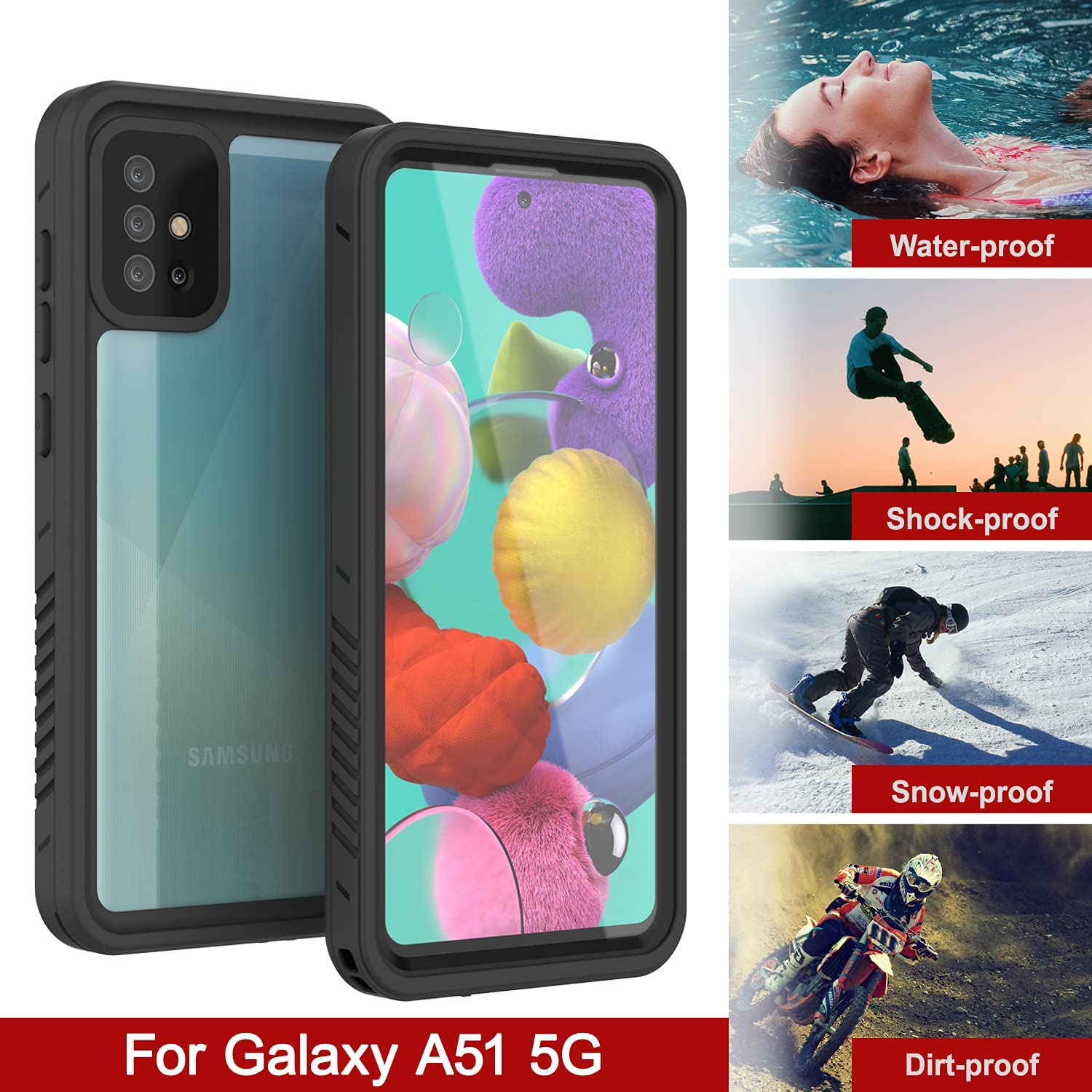 Punkcase Galaxy A51 5G Waterproof Case [Extreme Series] [Slim Fit] [IP68 Certified] [Black]
