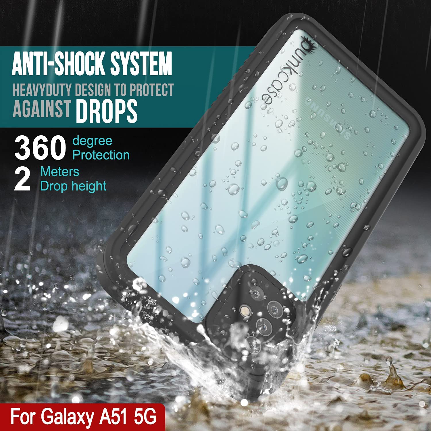 Punkcase Galaxy A51 5G Waterproof Case [Extreme Series] [Slim Fit] [IP68 Certified] [Black]