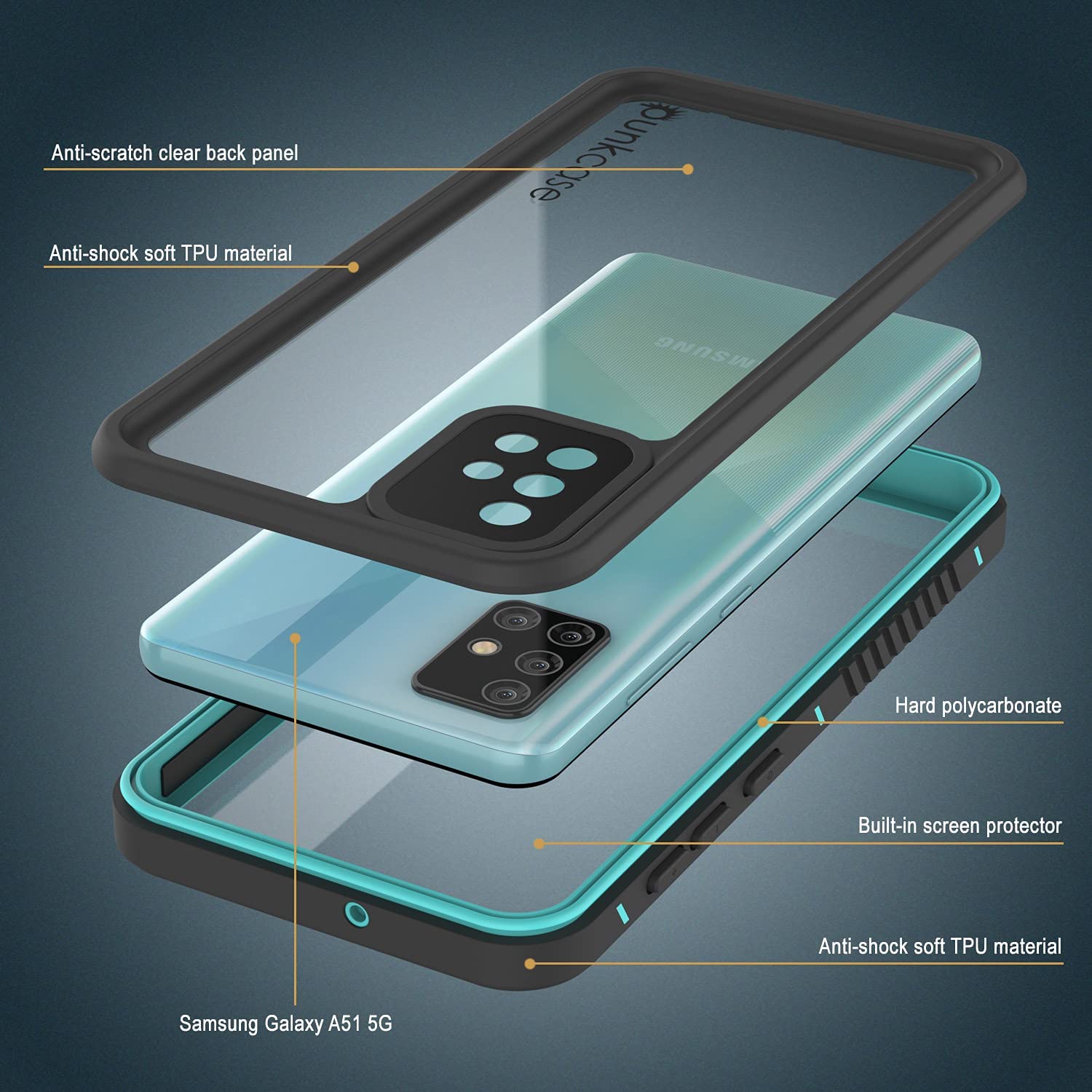 Punkcase Galaxy A51 5G Waterproof Case [Extreme Series] [Slim Fit] [IP68 Certified] [Teal]