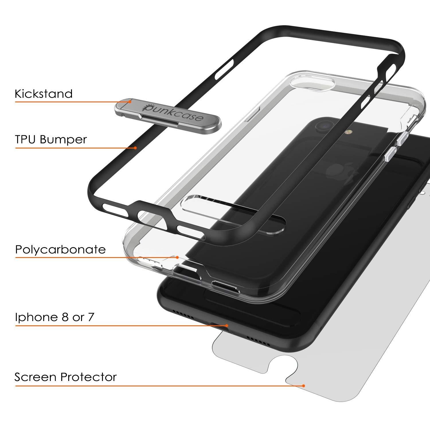 PunkCase iPhone SE (4.7") Lucid 3.0 Screen Protector W/ Anti-Shock Case [Black]