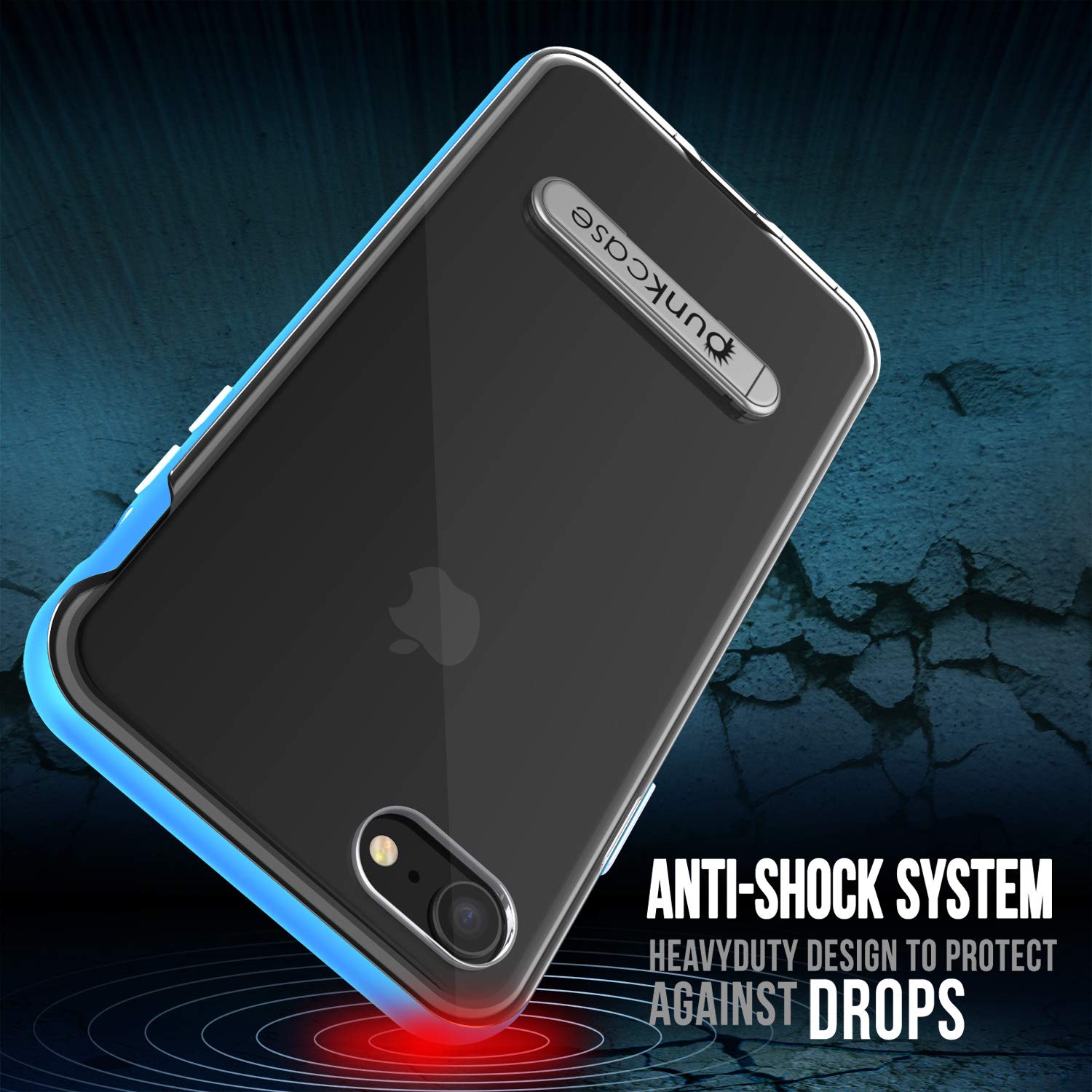 PunkCase iPhone 8 Lucid 3.0 Screen Protector W/ Anti-Shock Case [Blue]