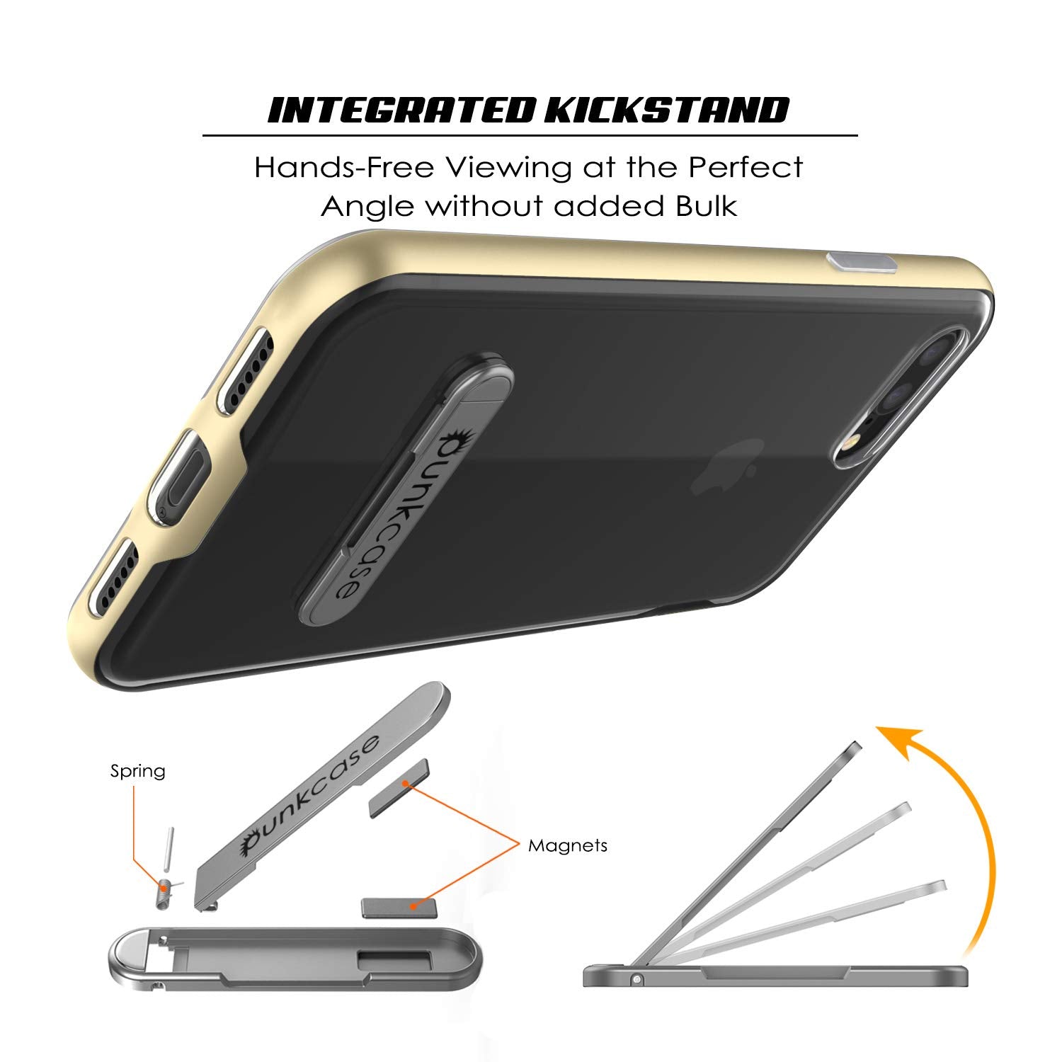 PunkCase iPhone 8+ Plus Lucid 3.0 Screen Protector W/ Anti-Shock Case [Gold]