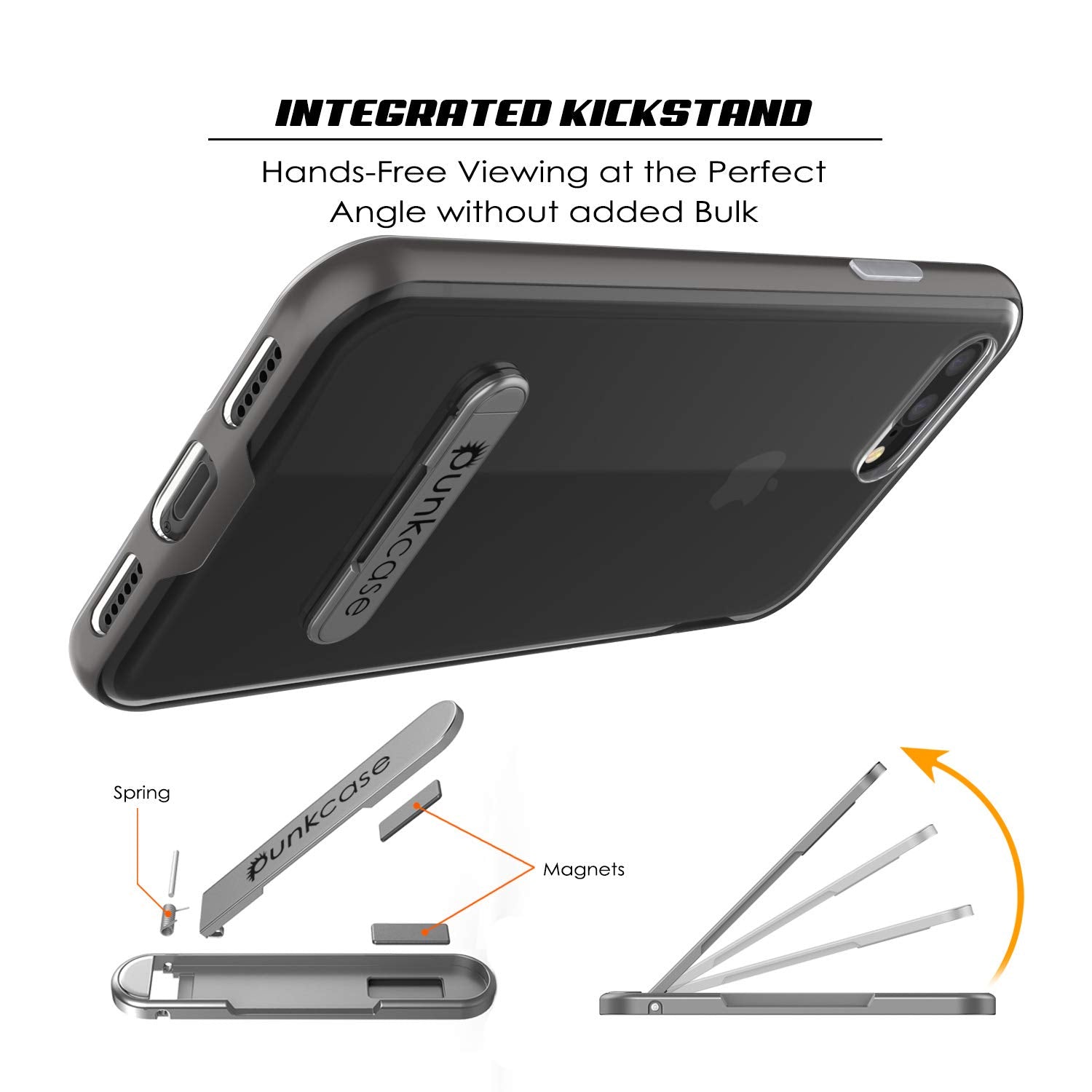 PunkCase iPhone 8+ Plus Lucid 3.0 Screen Protector W/ Anti-Shock Case [Grey]