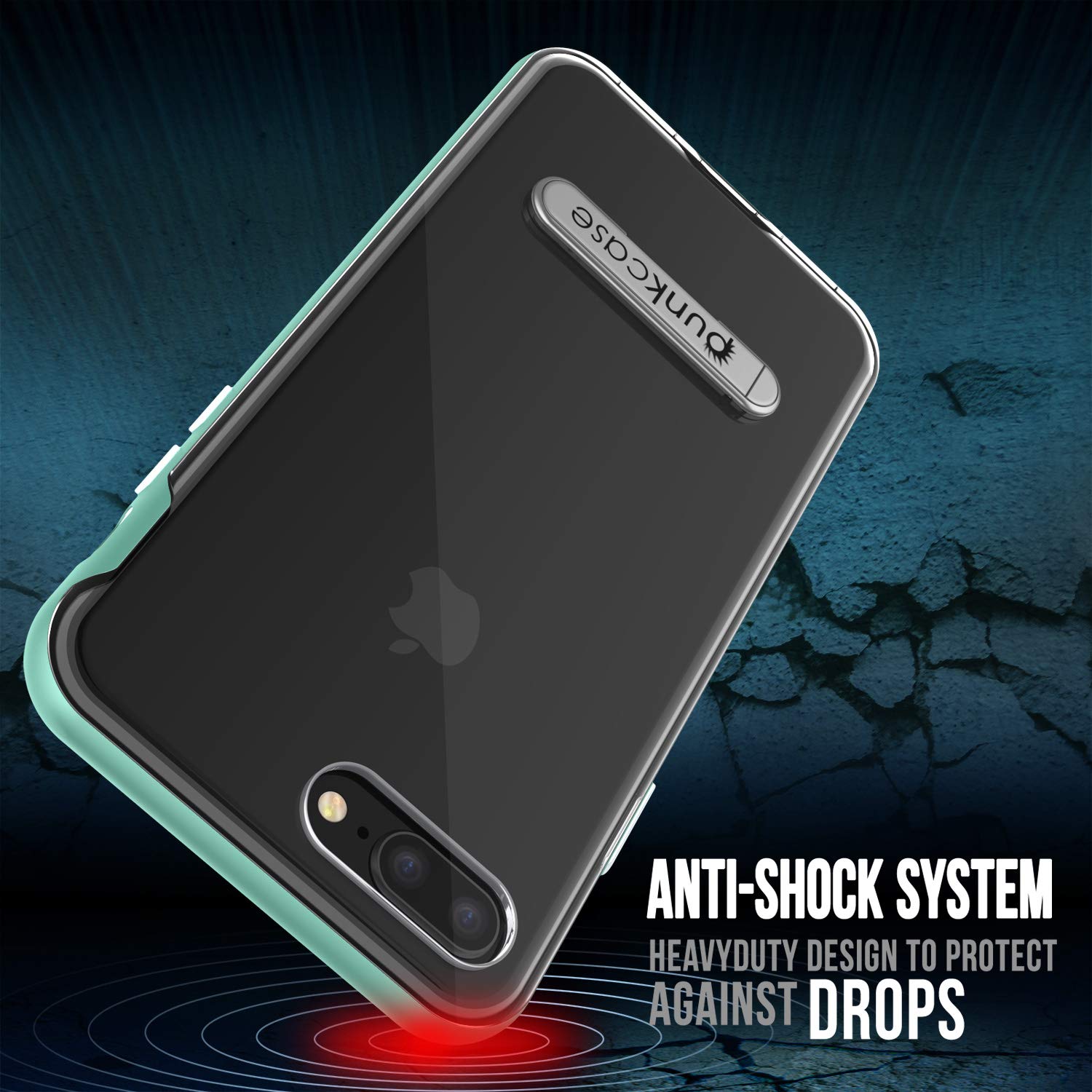 PunkCase iPhone 8+ Plus Lucid 3.0 Screen Protector W/ Anti-Shock Case [Teal]