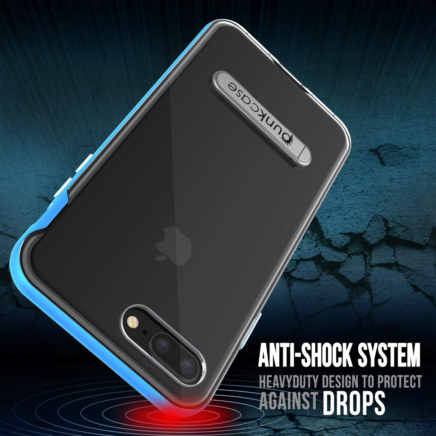 PunkCase iPhone 8+ Plus Lucid 3.0 Screen Protector W/ Anti-Shock Case [Blue]