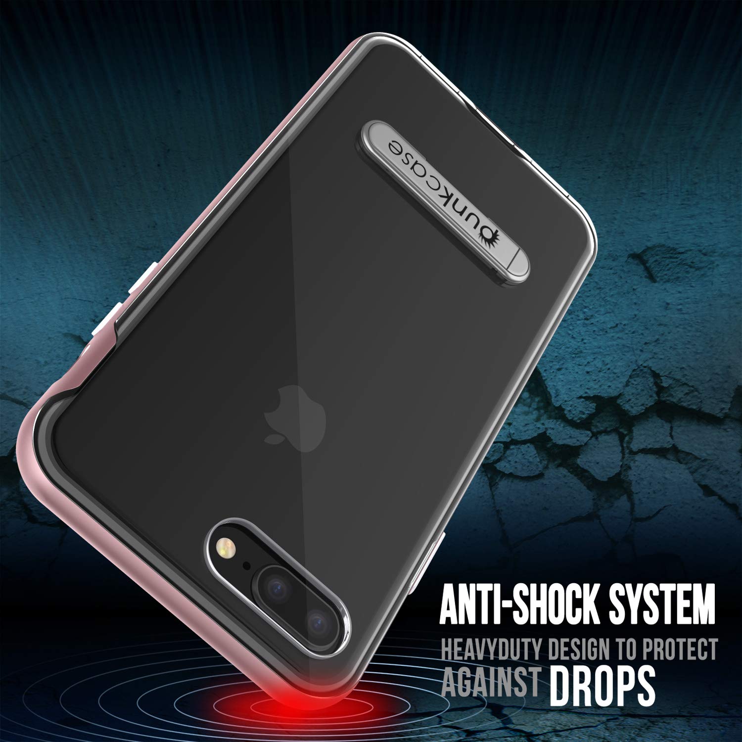 PunkCase iPhone 8+ Plus Lucid 3.0 Screen Protector & Anti Shock Case | Rose Gold