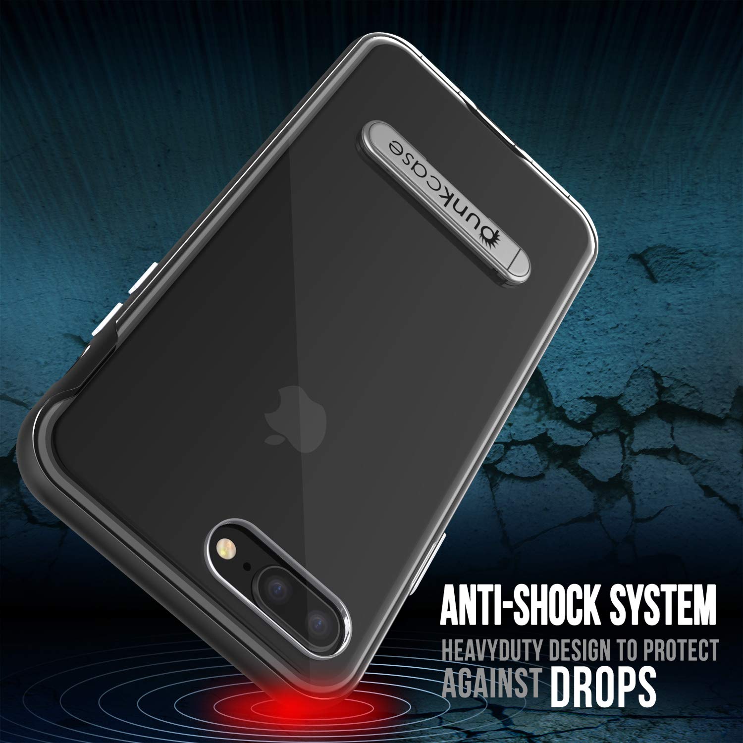 PunkCase iPhone 8+ Plus Lucid 3.0 Screen Protector W/ Anti-Shock Case [Black]