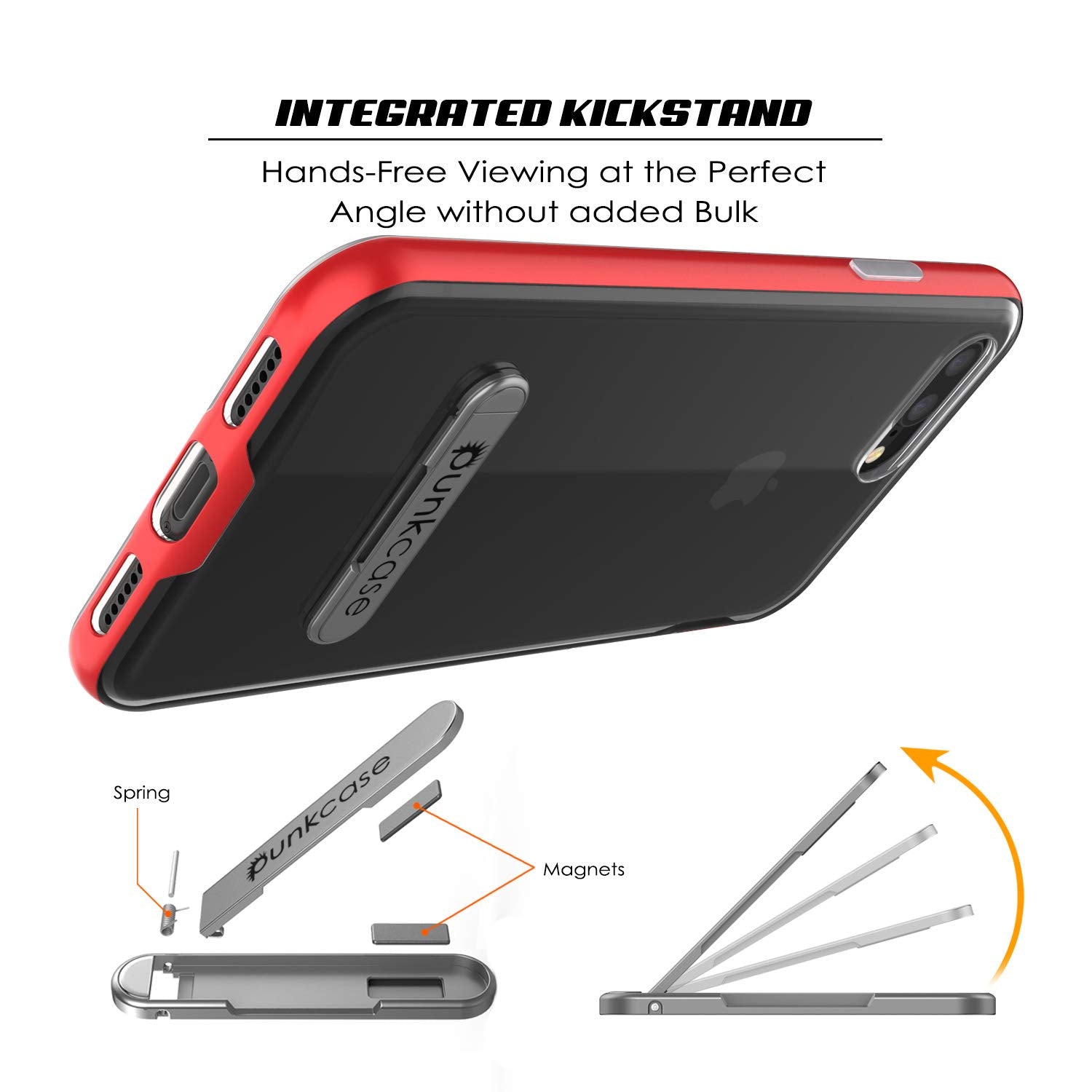 PunkCase iPhone 8+ Plus Lucid 3.0 Screen Protector W/ Anti-Shock Case [Red]