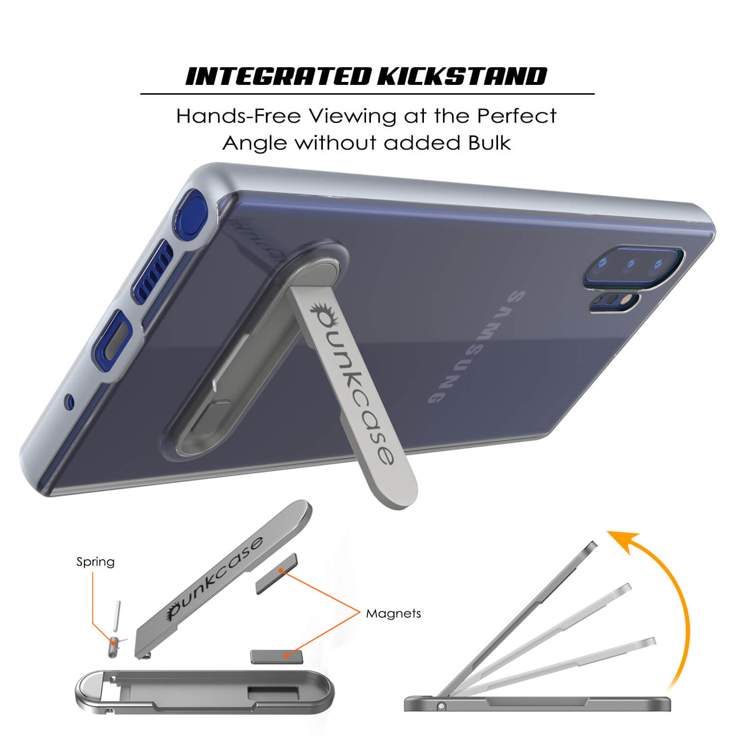 Galaxy Note 10+ Plus Lucid 3.0 PunkCase Armor Cover w/Integrated Kickstand and Screen Protector [Silver]