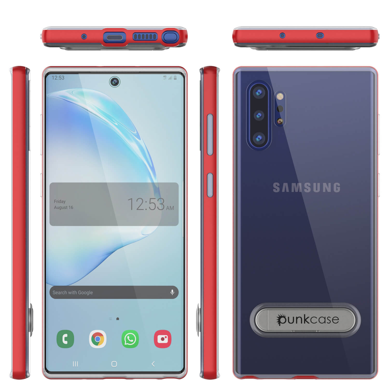Galaxy Note 10+ Plus Lucid 3.0 PunkCase Armor Cover w/Integrated Kickstand and Screen Protector [Red]