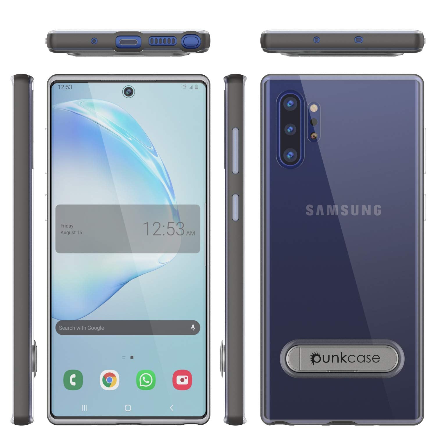 Galaxy Note 10+ Plus Lucid 3.0 PunkCase Armor Cover w/Integrated Kickstand and Screen Protector [Grey]