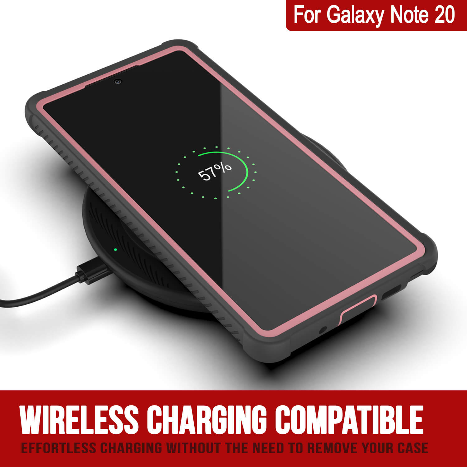 Punkcase Galaxy Note 20 Case, [Spartan Series] Pink Rugged Heavy Duty Cover W/Built in Screen Protector