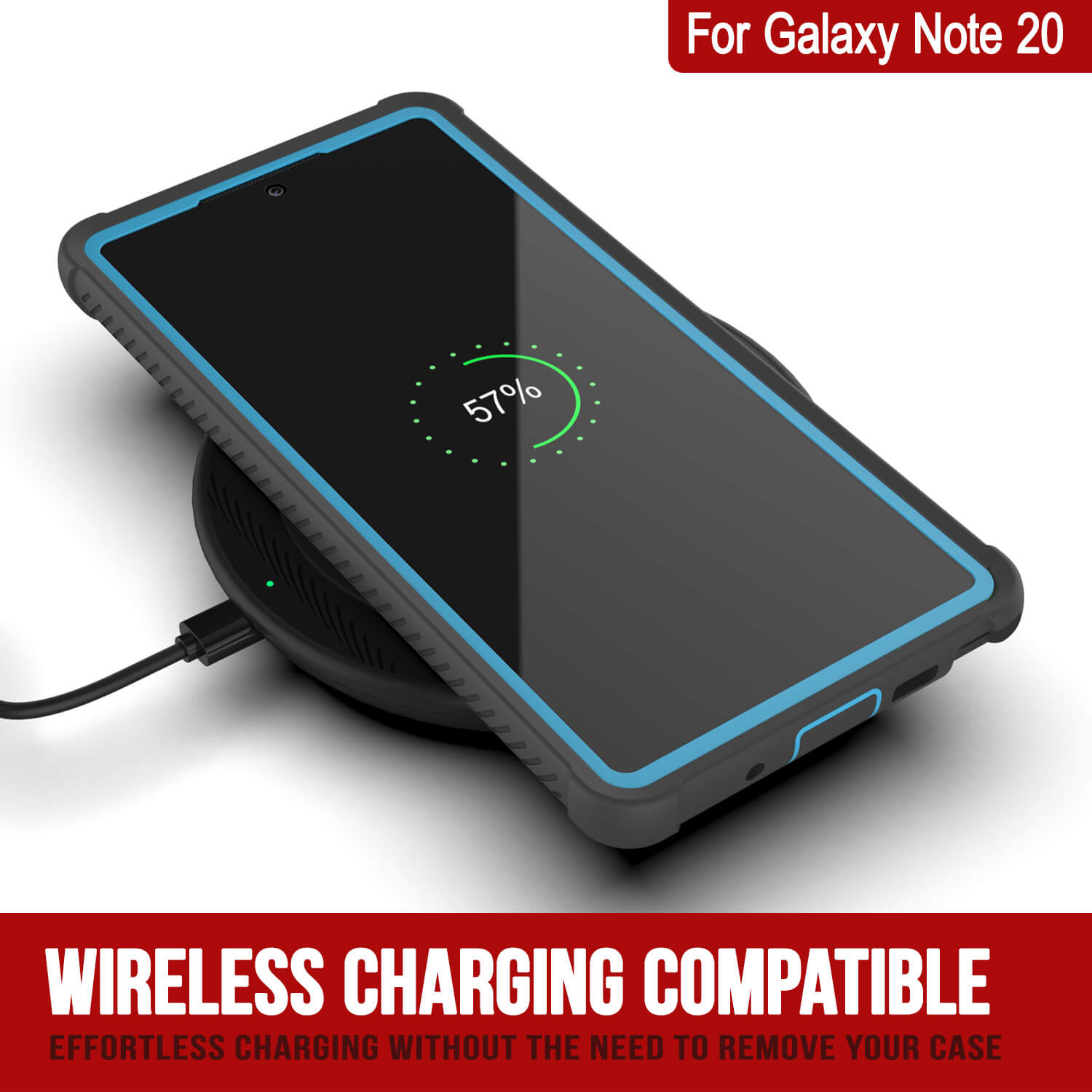 Punkcase Galaxy Note 20 Case, [Spartan Series] Light Blue Rugged Heavy Duty Cover W/Built in Screen Protector