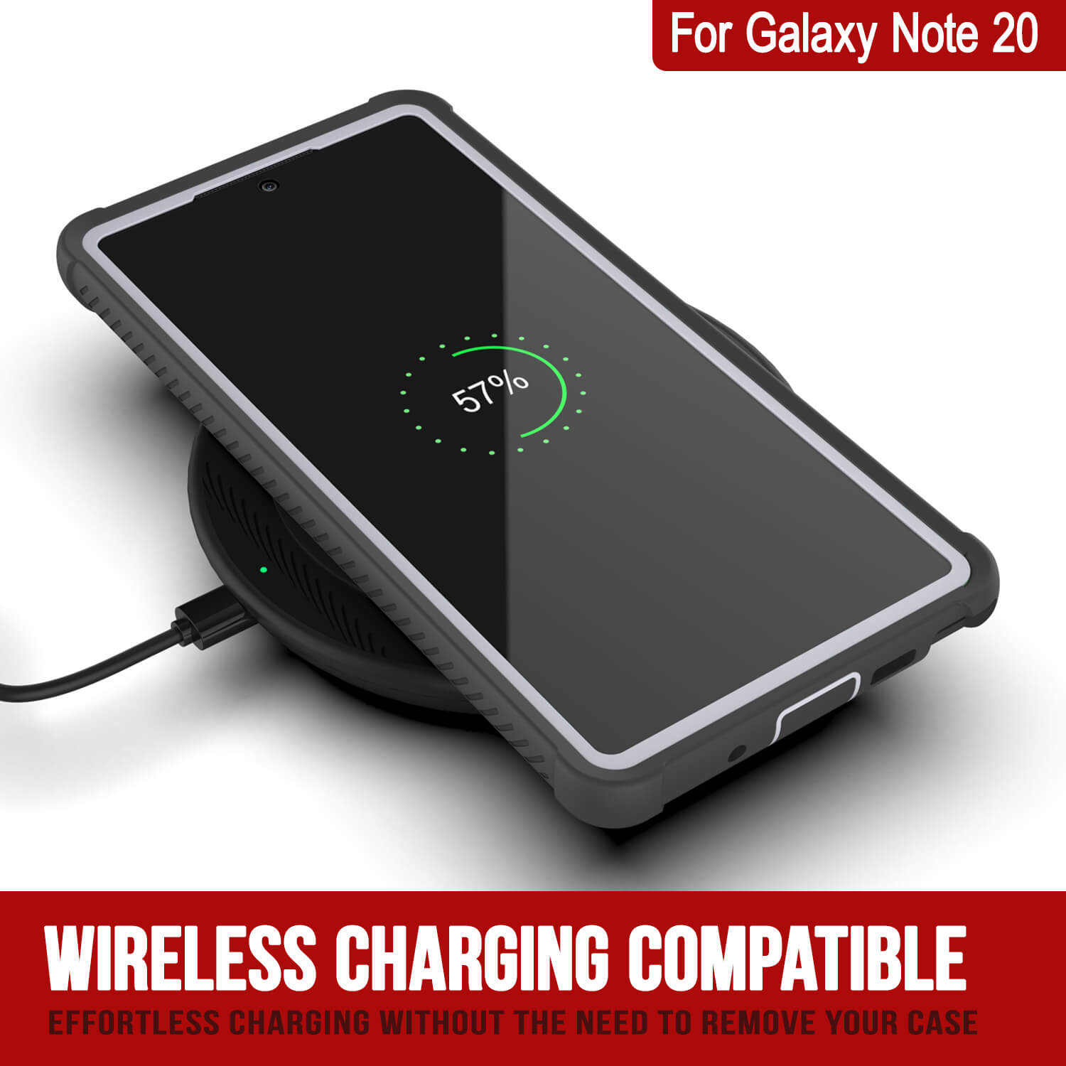 Punkcase Galaxy Note 20 Case, [Spartan Series] White Rugged Heavy Duty Cover W/Built in Screen Protector