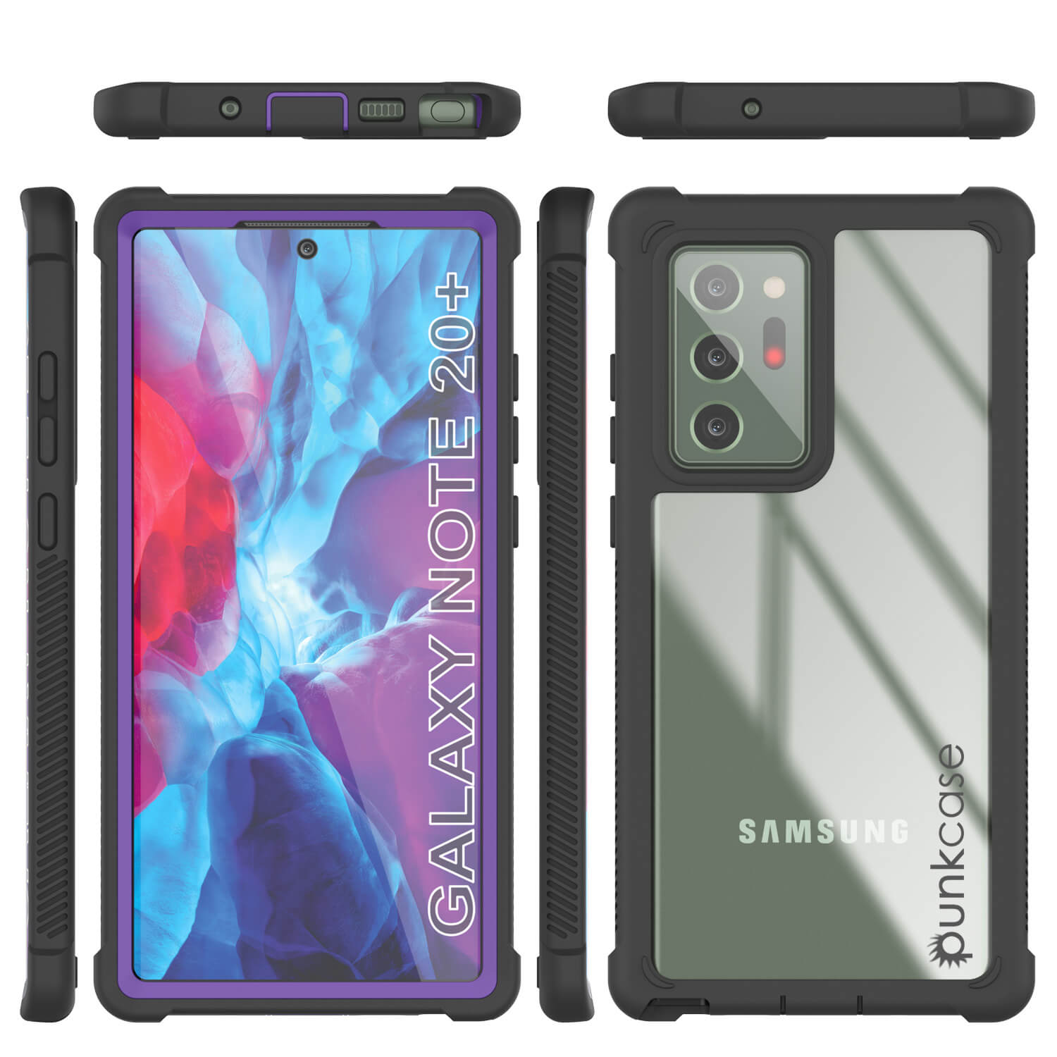 Punkcase Galaxy Note 20 Ultra Case, [Spartan Series] Purple Rugged Heavy Duty Cover W/Built in Screen Protector